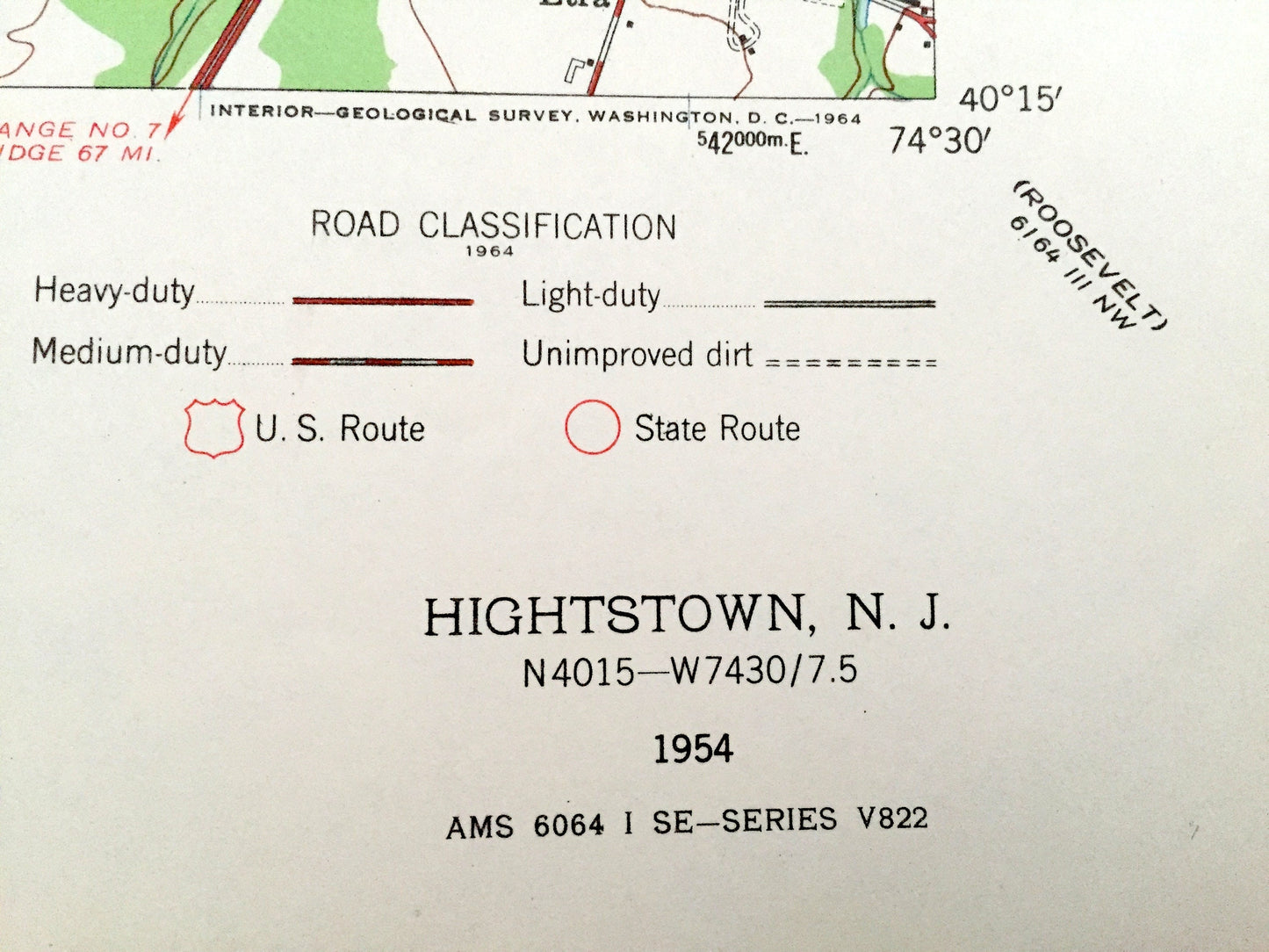 Antique Hightstown, New Jersey 1954 US Geological Survey Topographic Map – Cranbury, South Brunswick, West, East Windsor, Plainsboro, NJ