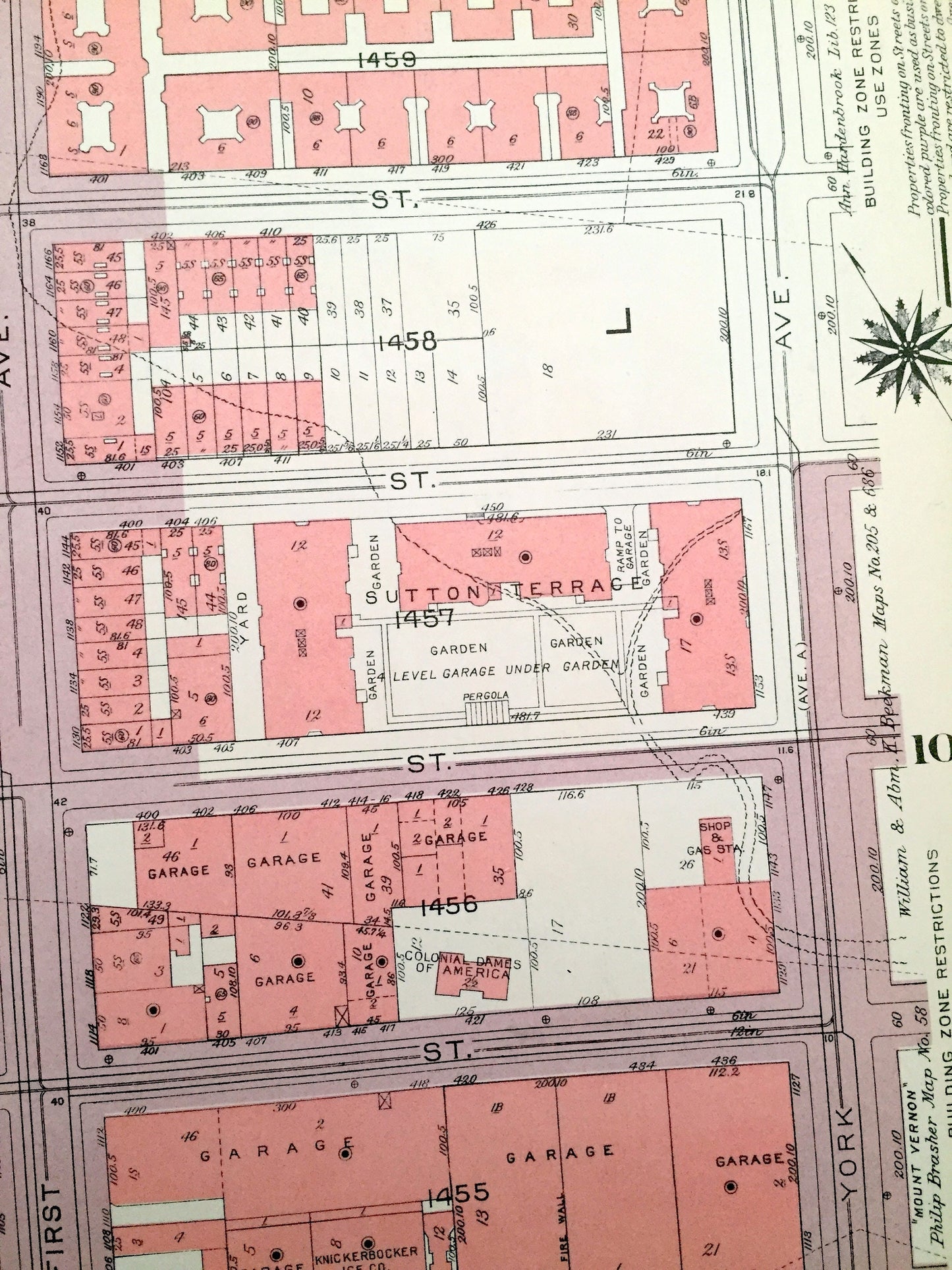 Antique Manhattan, New York City Map from Bromley's 1955 Manhattan Land Book – Upper East Side, Central Park, Lenox Hill, Queensboro Bridge