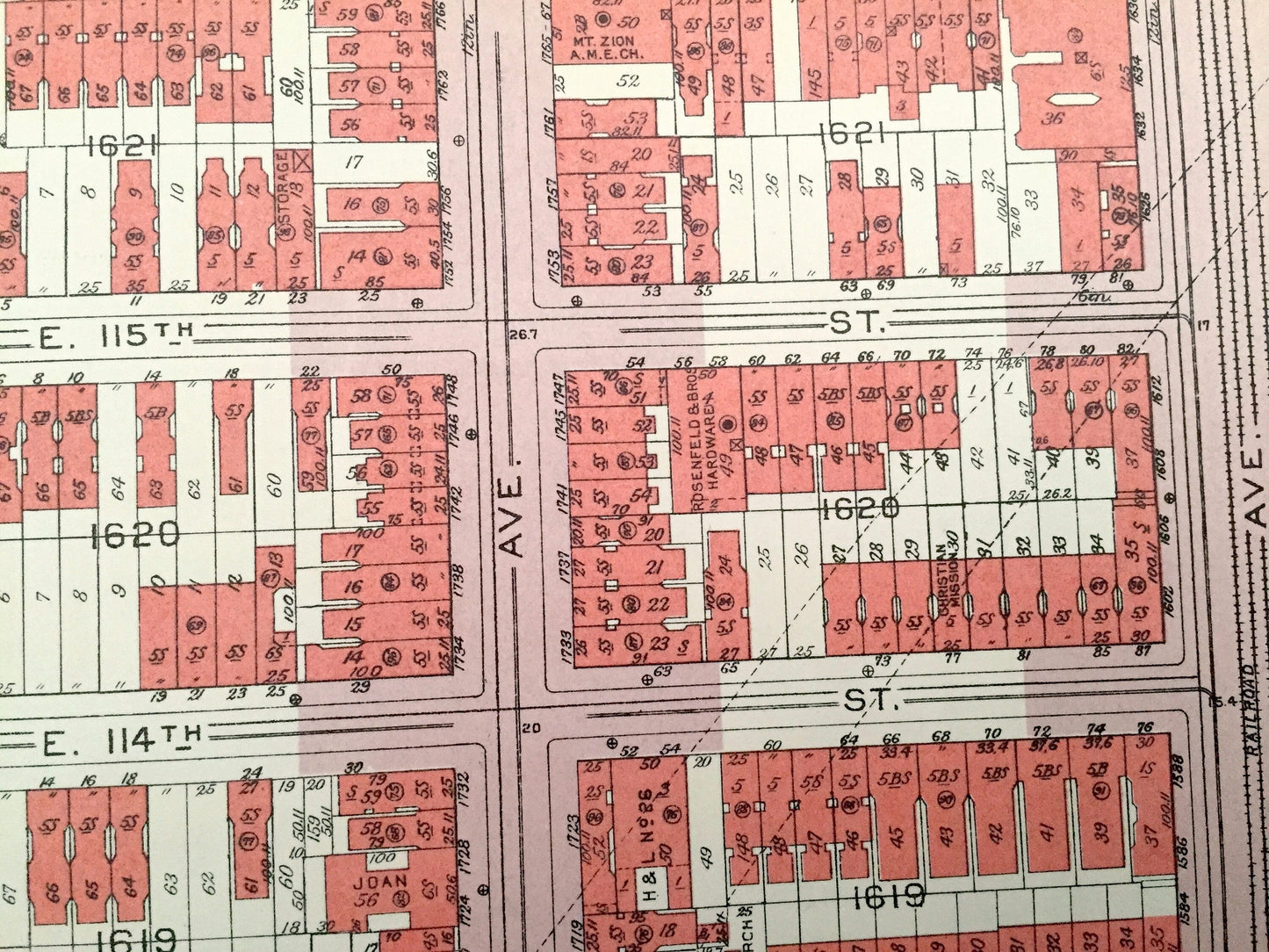 Antique Manhattan, New York City Map from Bromley's 1955 Manhattan Land Book – Harlem, Central Park, Stephen Foster Houses, Frawley NYC NY
