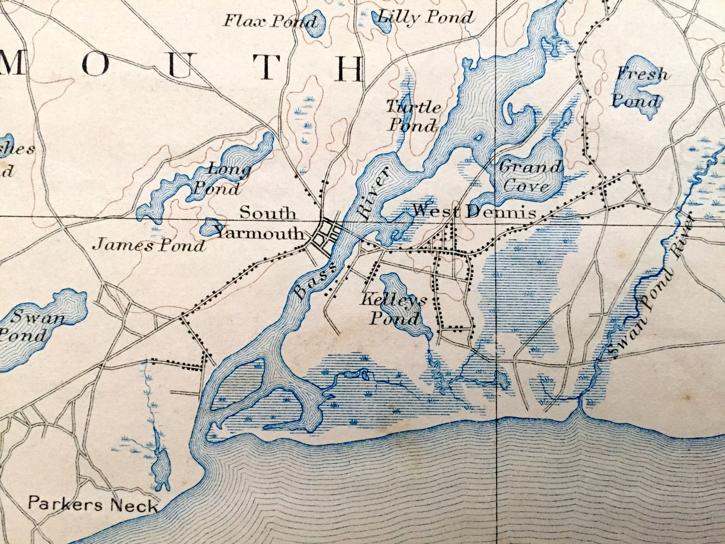 Antique Yarmouth, Massachusetts 1893 US Geological Survey Topographic Map — Cape Cod, Dennis Port, Brewster, Harwich Port, Chatham, Beach MA