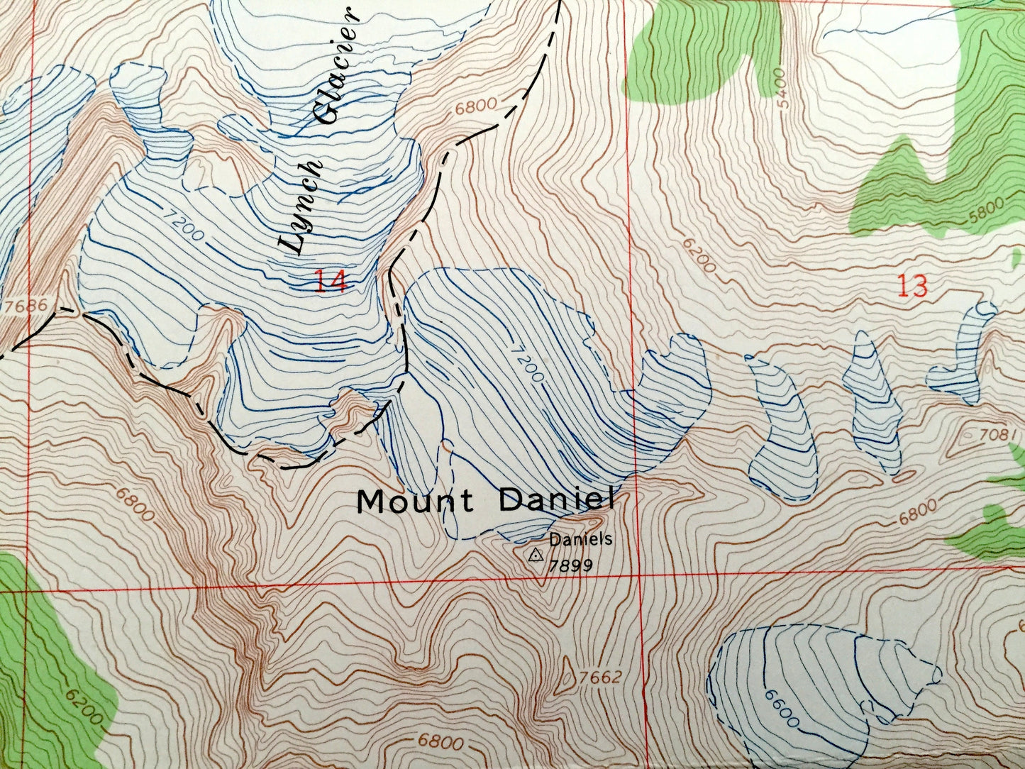 Antique Mount Daniel, Washington 1965 US Geological Survey Topographic Map – King, Kittatas County, Wenatchee, Snoqualmie National Forest WA