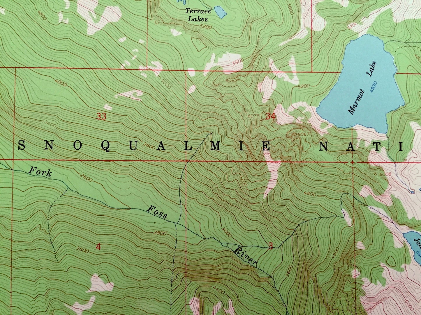 Antique Mount Daniel, Washington 1965 US Geological Survey Topographic Map – King, Kittatas County, Wenatchee, Snoqualmie National Forest WA