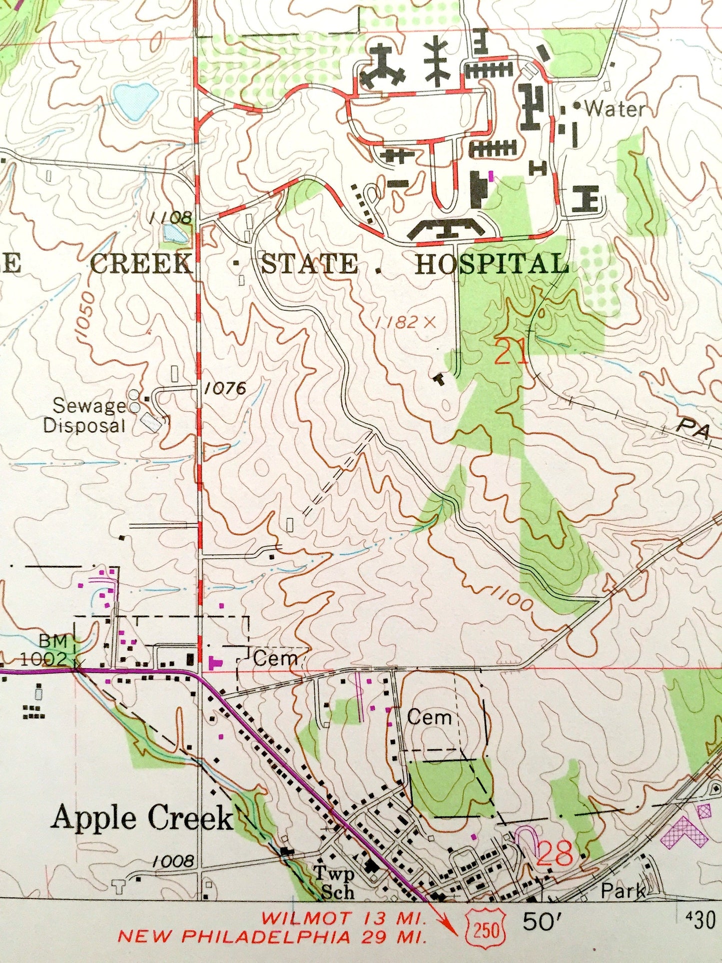 Antique Orrville, Ohio 1961 US Geological Survey Topographic Map – East Union, Green, Smithville, Weilersville, Apple Creek, Sugar Creek
