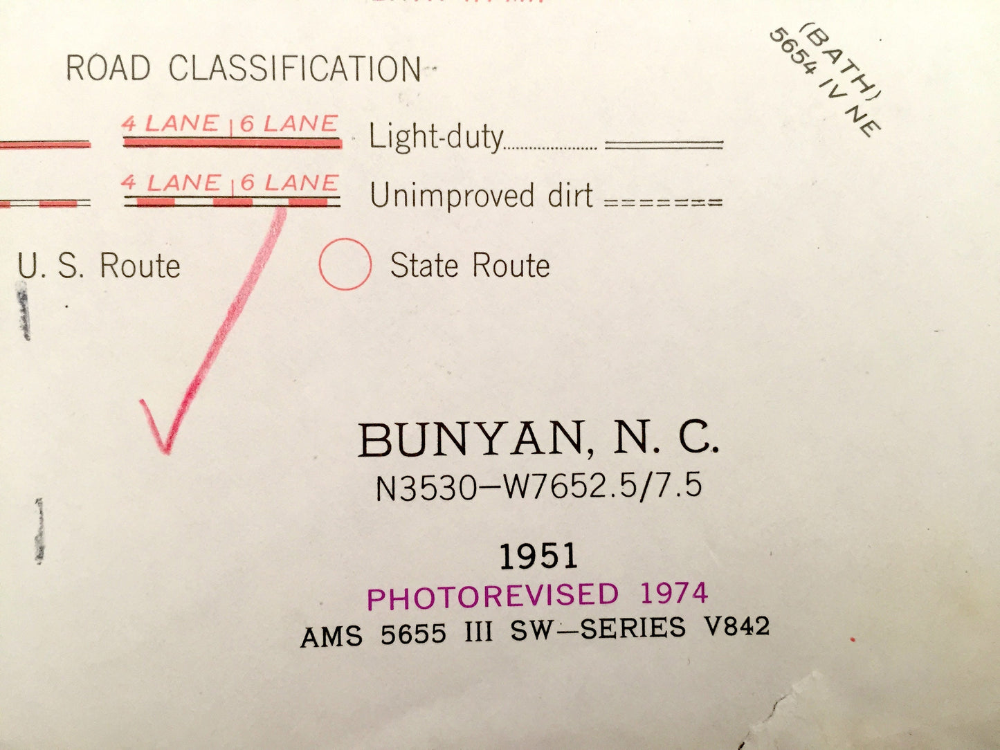 Antique Bunyan, North Carolina 1951 US Geological Survey Topographic Map – Washington, Long Acre, Alligoods, Slatestone Pineygrove Midway NC