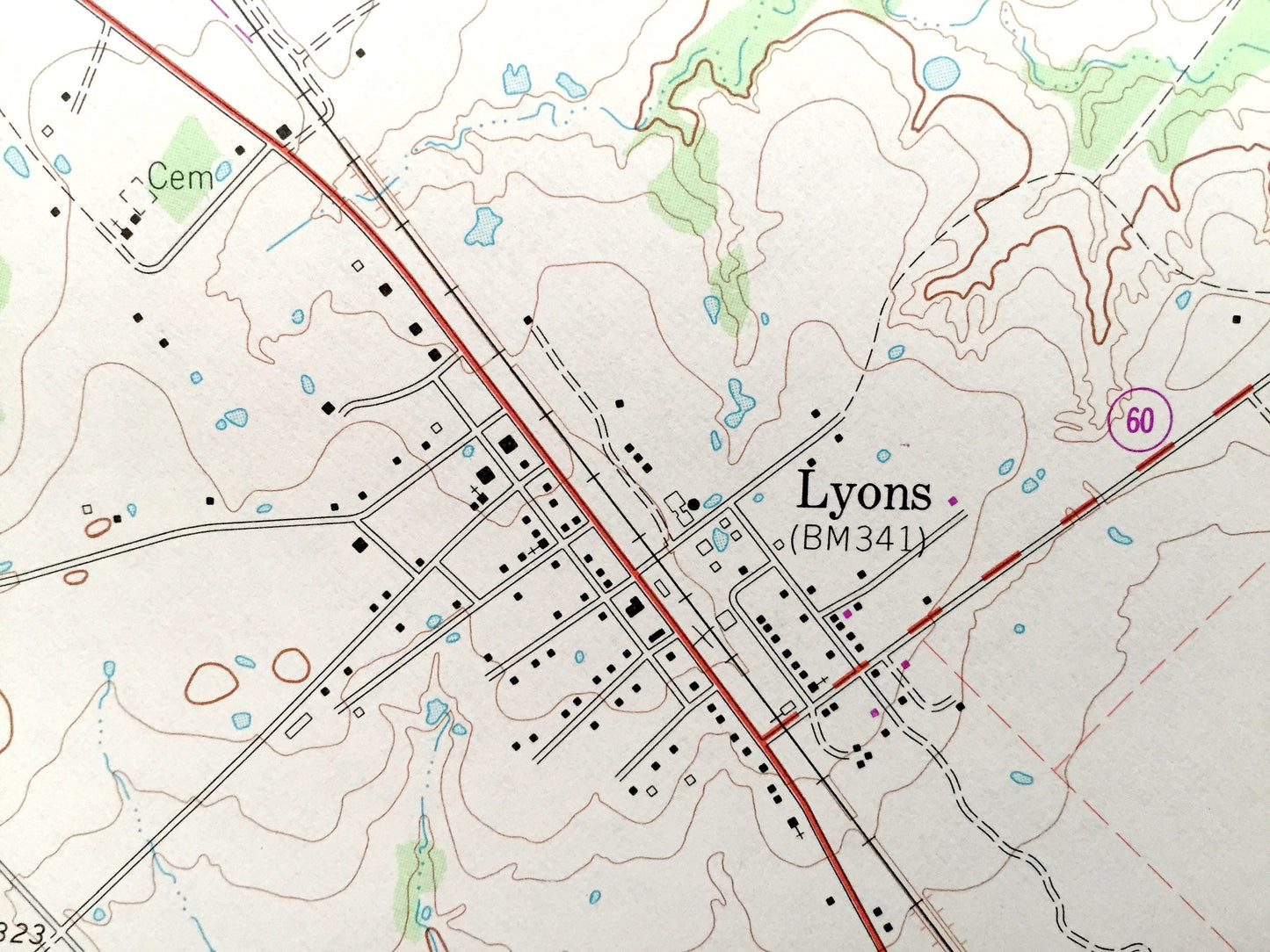 Antique Lyons, Texas 1960 US Geological Survey Topographic Map – Center Line, Davidson, Burleson County