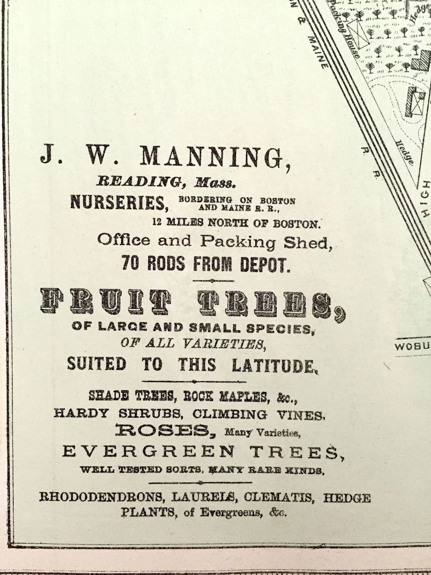 Antique 1875 Bedford, Massachusetts Map from J.B. Beers Atlas of Middlesex County – Mount Pleasant, Groton, Reading, Nashua River, MA