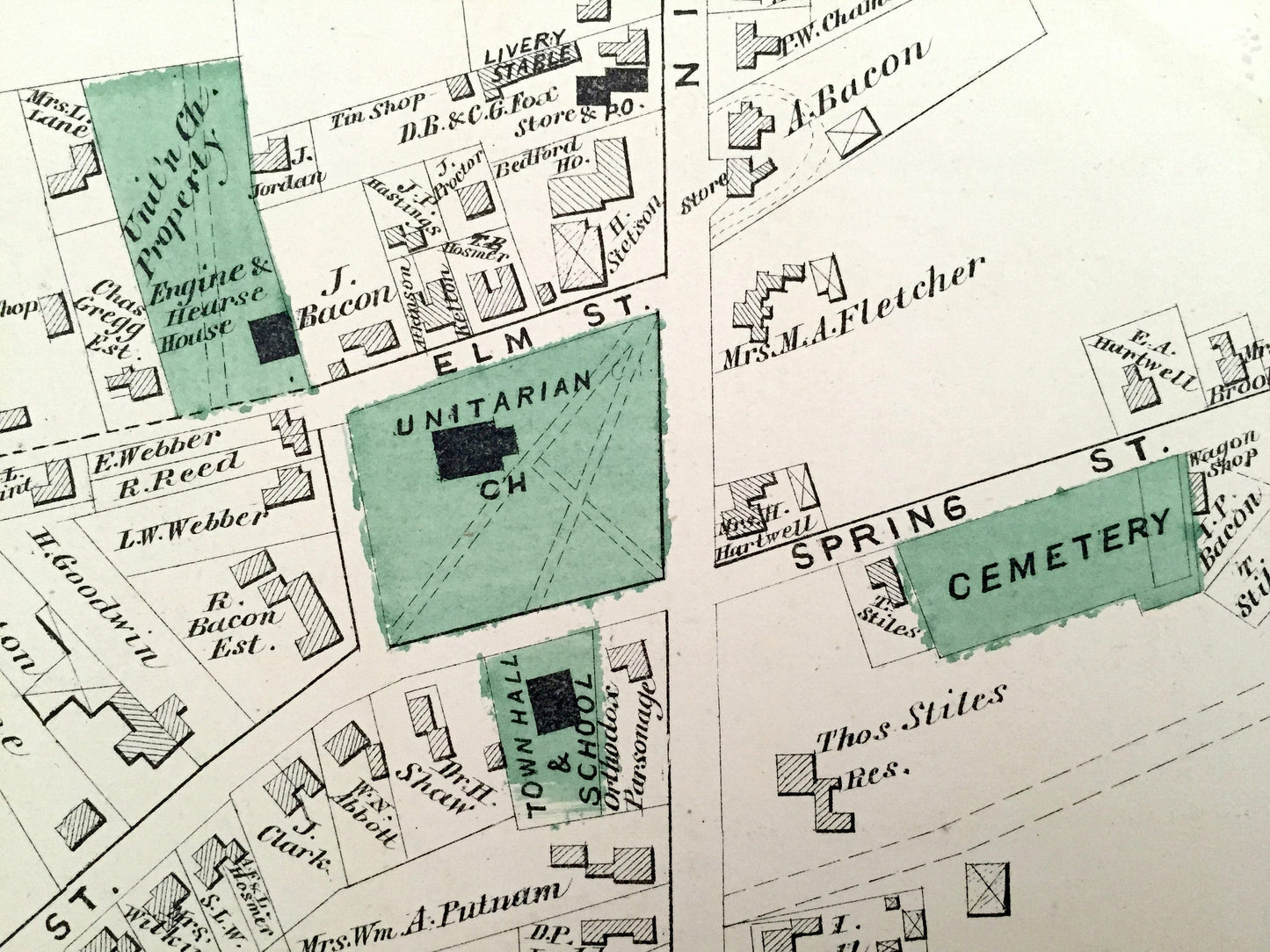 Antique 1875 Bedford, Massachusetts Map from J.B. Beers Atlas of Middlesex County – Mount Pleasant, Groton, Reading, Nashua River, MA