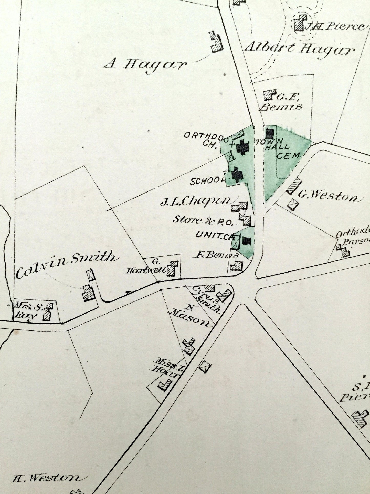 Antique 1875 Lincoln & Sudbury, Massachusetts Map from J.B. Beers Atlas of Middlesex County – South Lincoln, The Grange, MA
