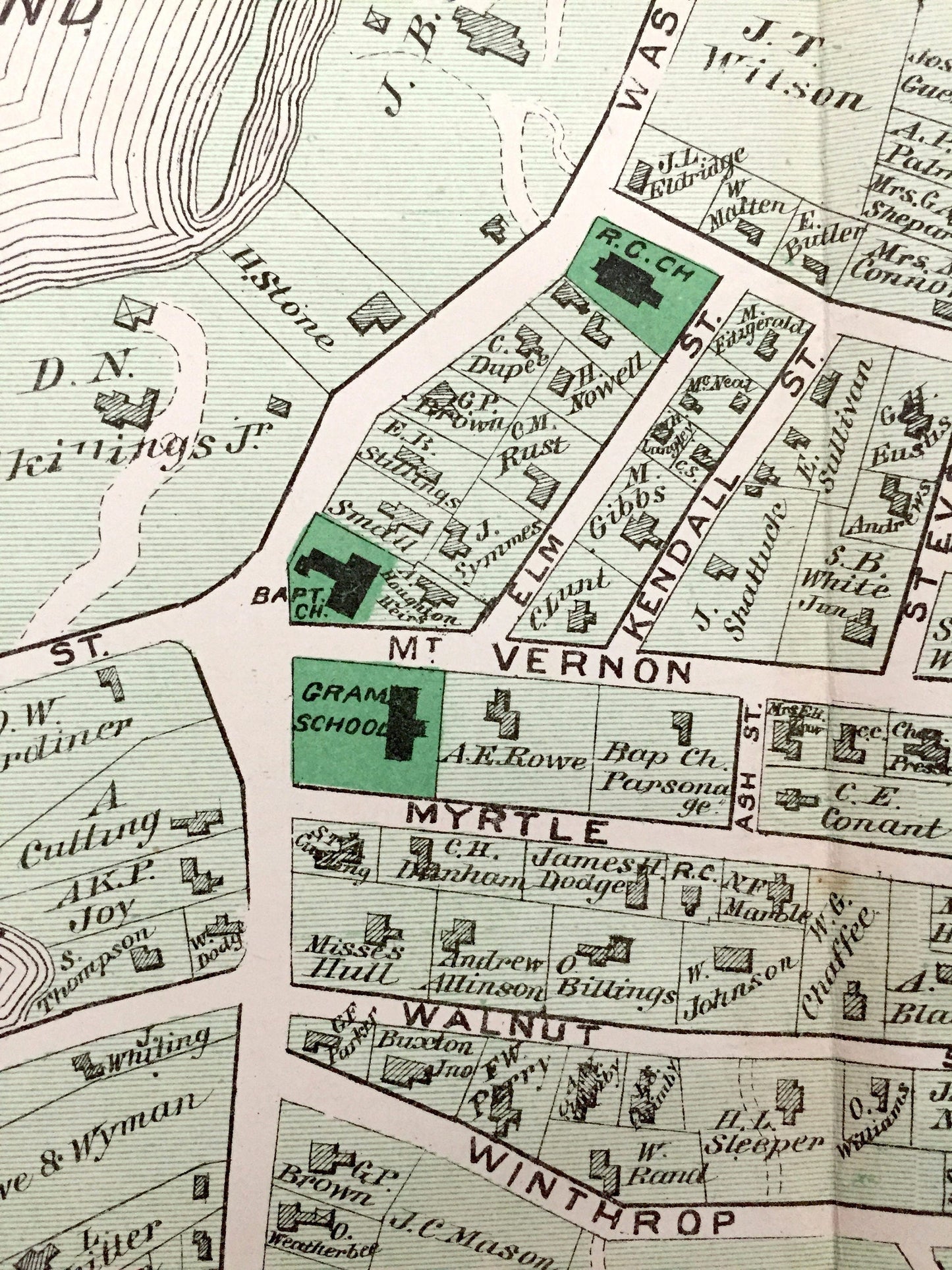 Antique 1875 Winchester & Stow, Massachusetts Map from J.B. Beers Atlas of Middlesex County – Lower Village, Rock Bottom, Assabet, Aberjona
