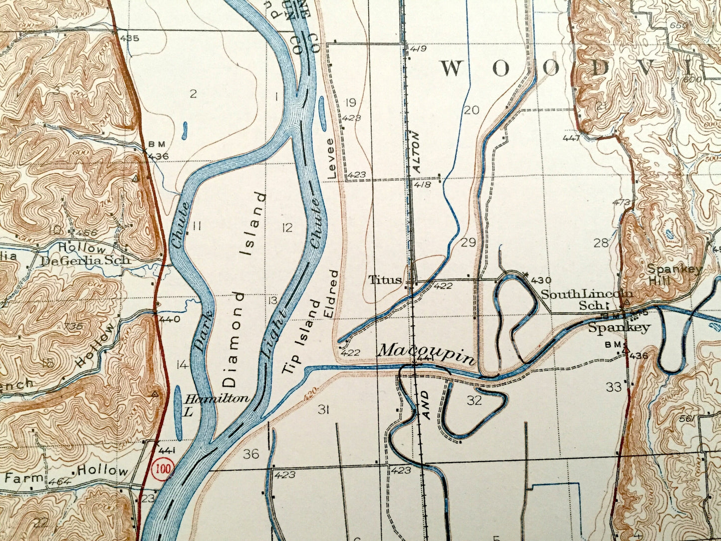Antique Hardin, Illinois 1938 US Geological Survey Topographic Map – Foley, Missouri, Greene, Jersey, Calhoun, Pike, Lincoln County, IL