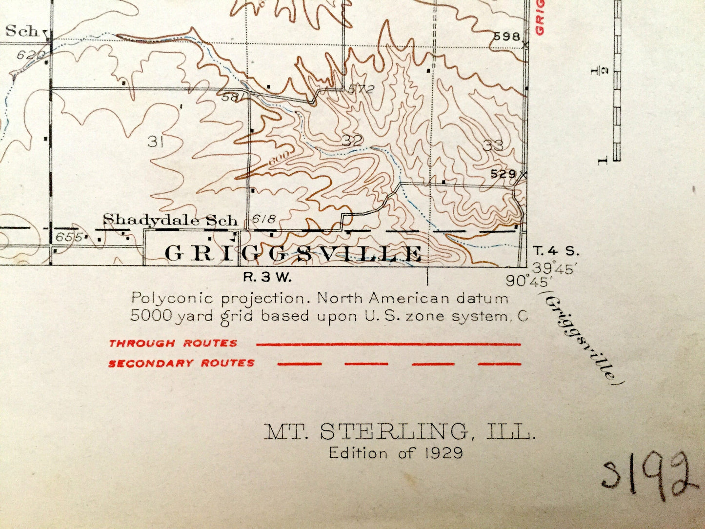 Antique Mt Sterling, Illinois 1929 US Geological Survey Topographic Map – Lee, McKee, Buckhorn, Elkhorn, Beverly, Fairmount Perry Concord IL