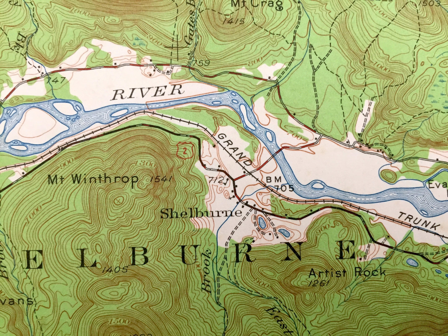 Antique Gorham, New Hampshire 1937 US Geological Survey Topographic Map – Berlin, Success, Shelburne White Mountains Coos County, Carroll NH