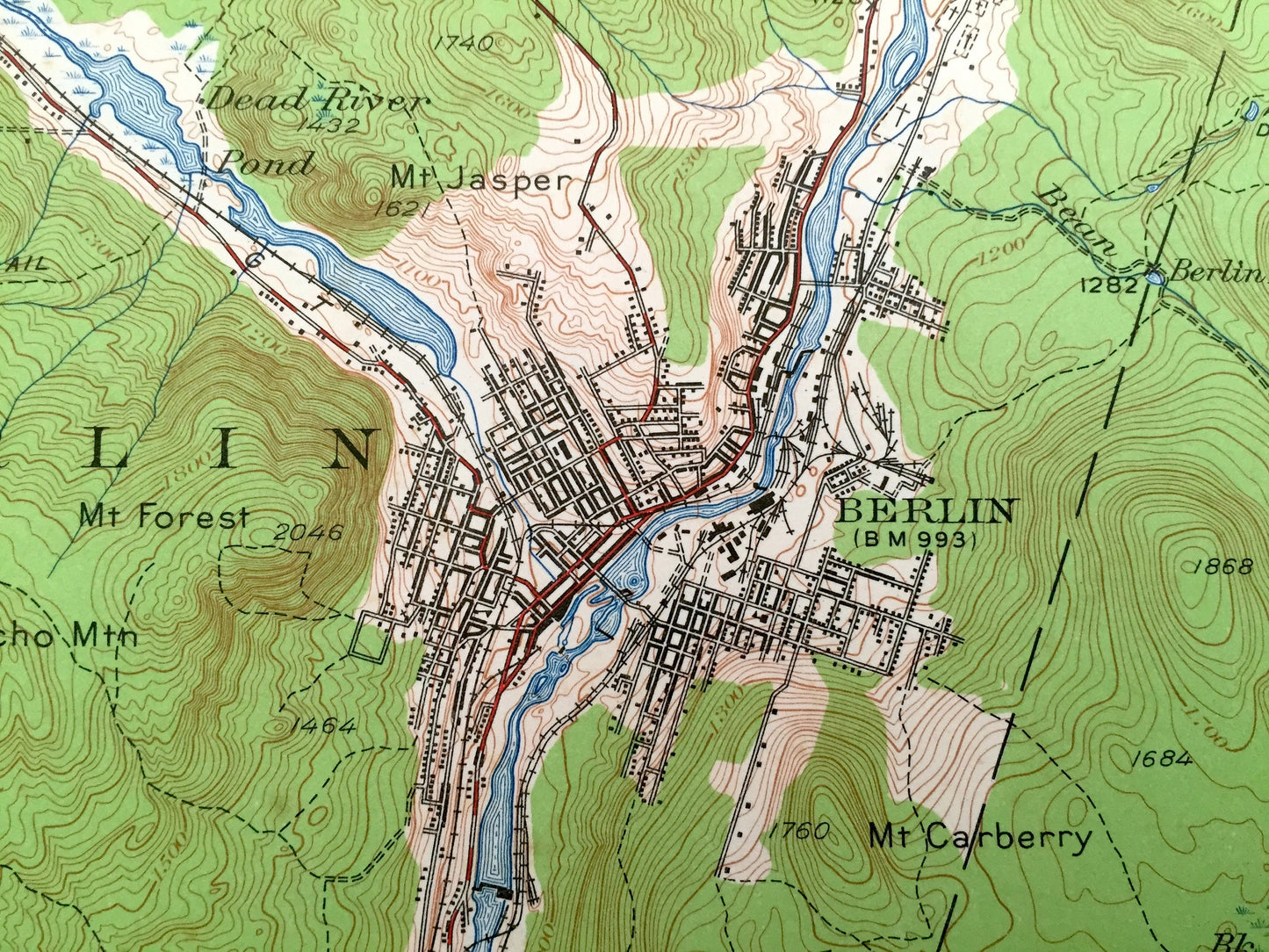 Antique Gorham, New Hampshire 1937 US Geological Survey Topographic Map – Berlin, Success, Shelburne White Mountains Coos County, Carroll NH