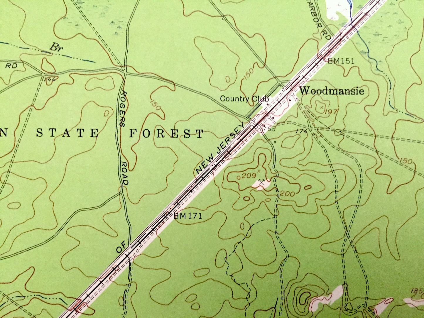 Antique Woodmansie, New Jersey 1957 US Geological Survey Topographic Map – Lacey, Washington, West Plains, Bass River, Little Egg Harbor, NJ