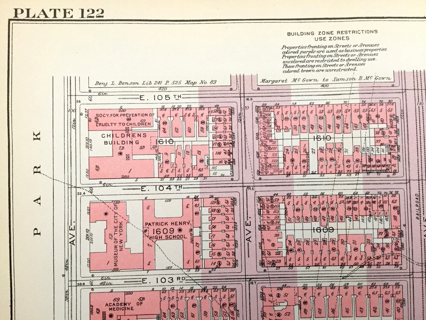Antique Manhattan, New York City Map from Bromley's 1955 Manhattan Land Book – Harlem, Yorkville, Upper East Side Central Park Carver NYC NY