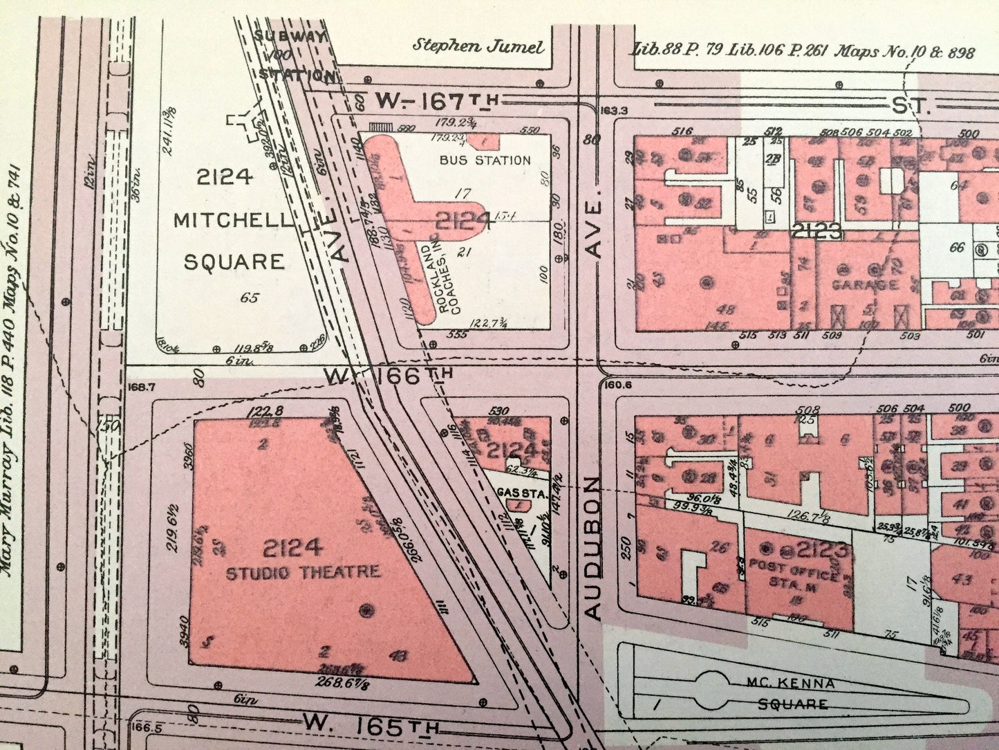Antique Manhattan, New York City Map from Bromley's 1955 Manhattan Land Book – Highbridge Park, Fort Washington Heights, Harlem River NYC NY