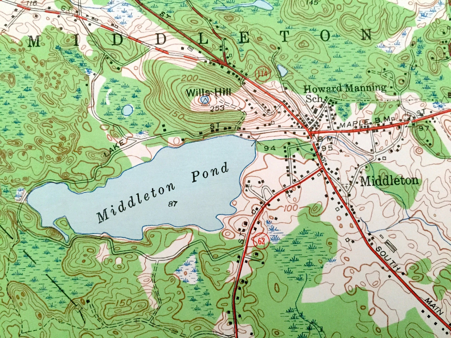 Antique Reading, Massachusetts 1951 US Geological Survey Topographic Map – Lynnfield, Middleton, Andover, Peabody Wakefield Saugus Woburn MA