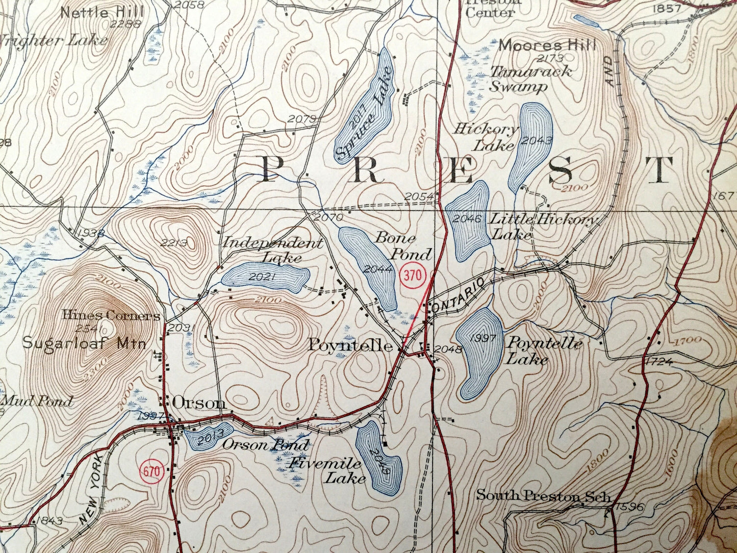 Antique Starruca, New York 1933 US Geological Survey Topographic Map – Hancock, Poyntelle, Preston, Scott, Wayne County, Delaware, NY PA