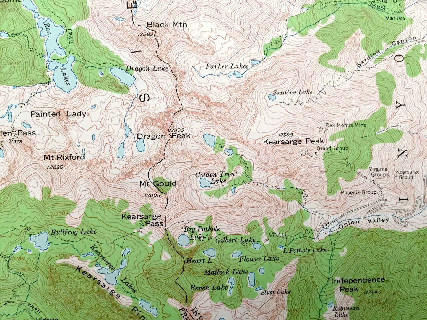 Antique Mt Pinchot, California 1953 US Geological Survey Topographic Map – Sierra Nevadas, Kings, Inyo National Forest, Fresno, County, CA