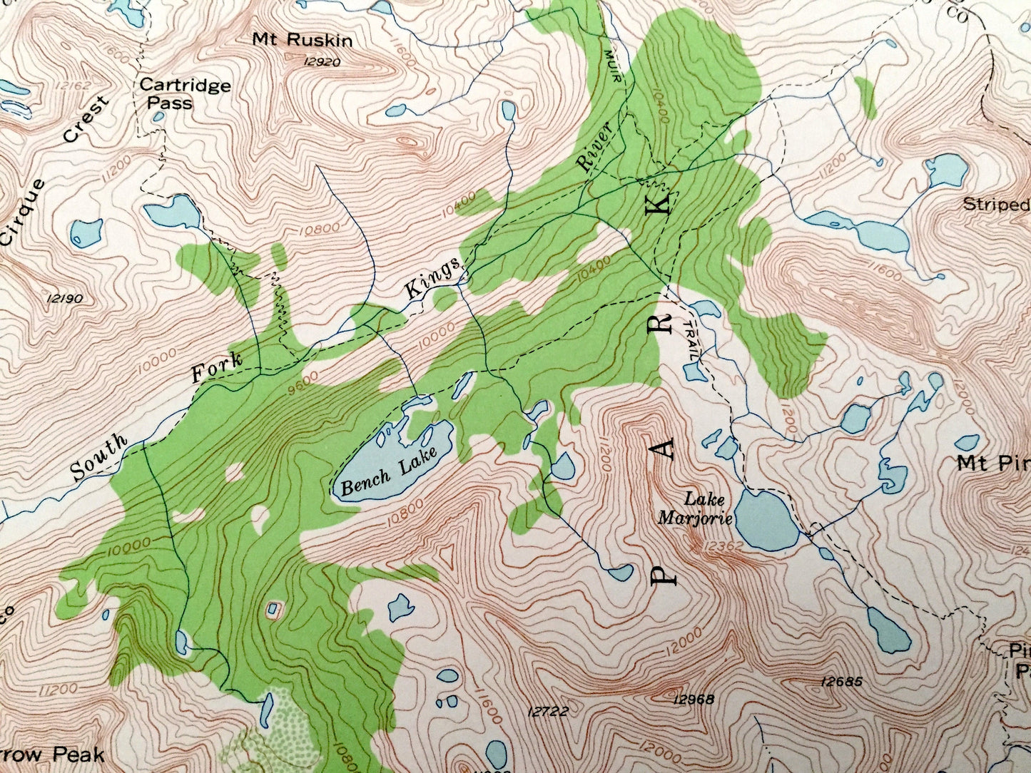 Antique Mt Pinchot, California 1953 US Geological Survey Topographic Map – Sierra Nevadas, Kings, Inyo National Forest, Fresno, County, CA
