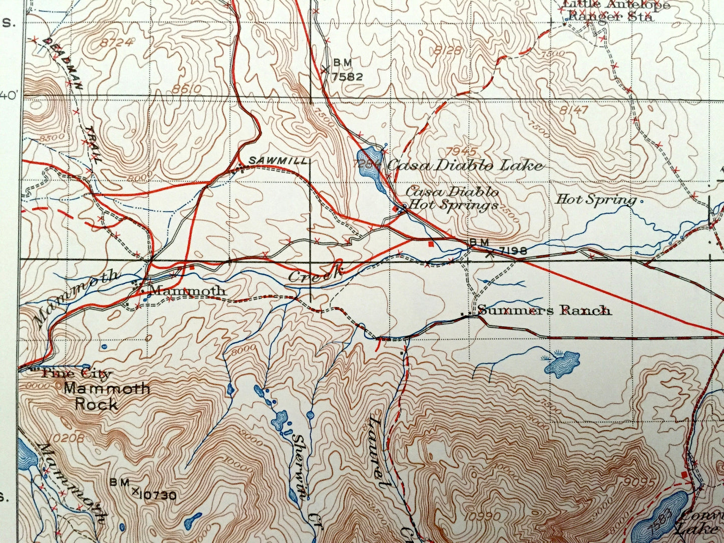 Antique Mt Morrison, California 1915 US Geological Survey Topographic Map – Mono, Fresno County, Inyo National Forest, Lake Crowley, CA