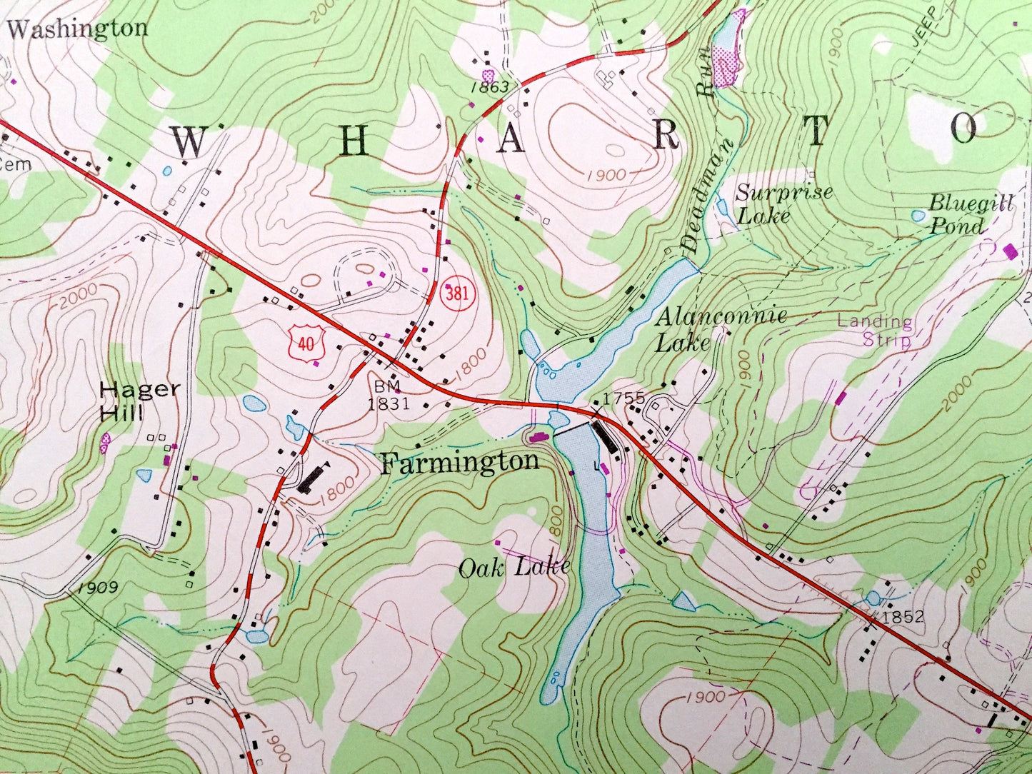 Antique Fort Necessity, Pennsylvania 1964 US Geological Survey Topographic Map – Fayette County, Farmington, Deer Lake, Chalkhill Wharton PA