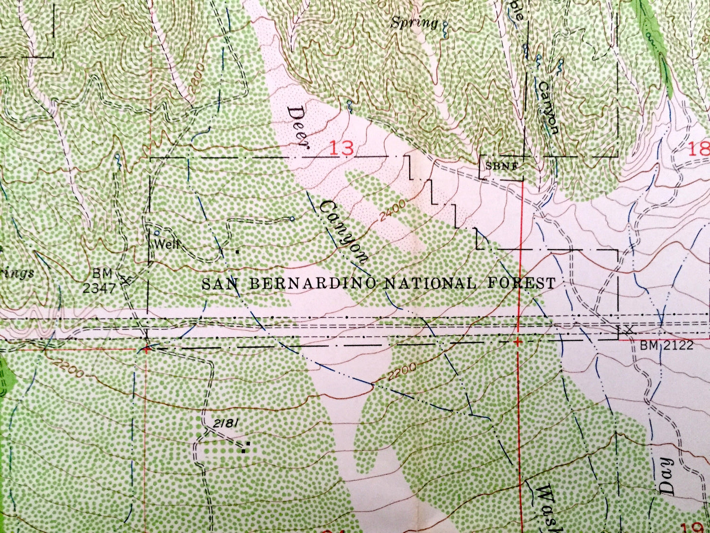 Antique Cucamonga Peak, California 1953 US Geological Survey Topographic Map –San Bernardino County, Cucamonga,Alta Loma, Grapeland,Etiwanda