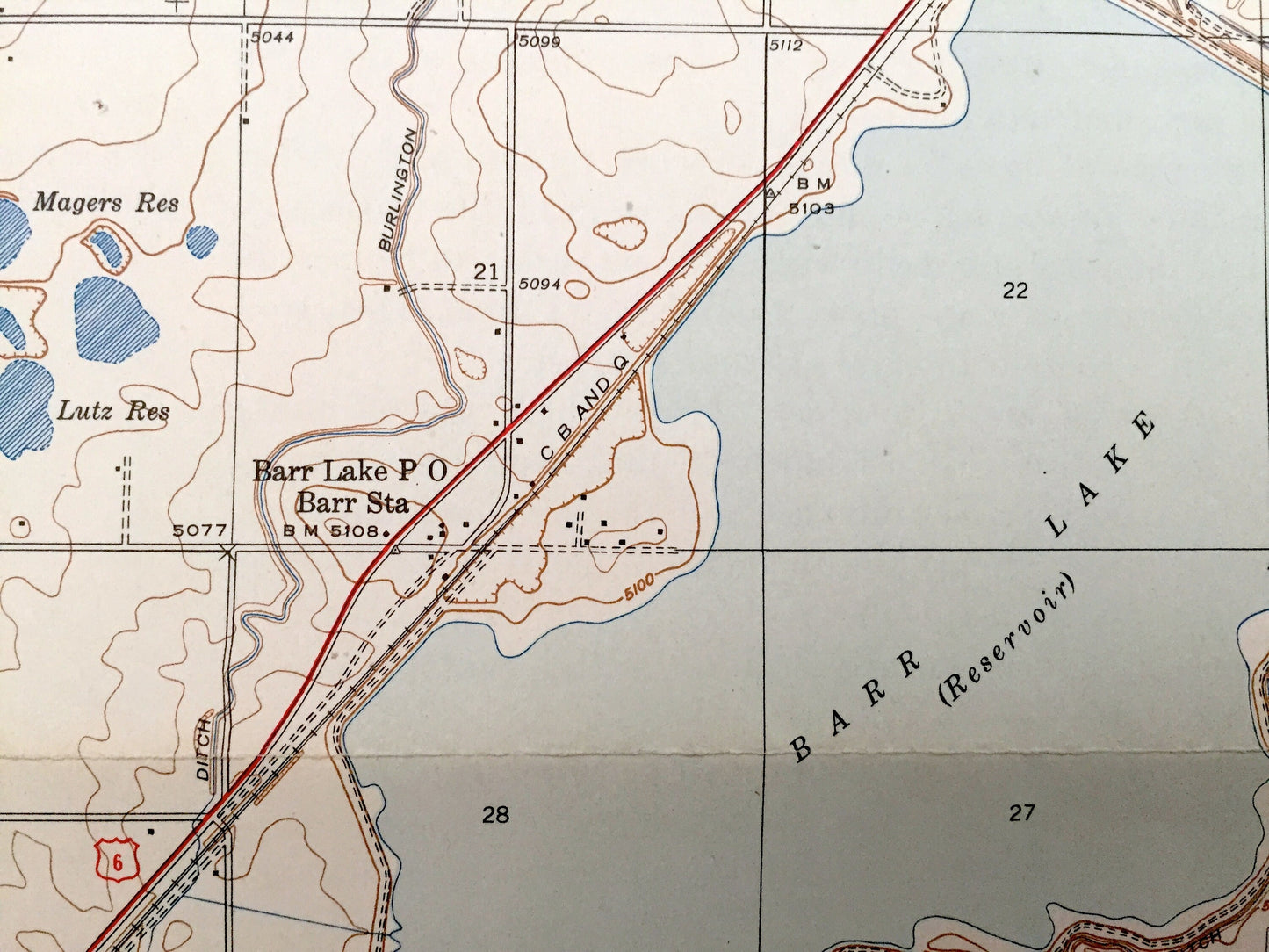 Antique Brighton, Colorado 1944 US Geological Survey Topographic Map – Henderson, Barr Lake, Adams, Weld County, Denver, Platte River, CO