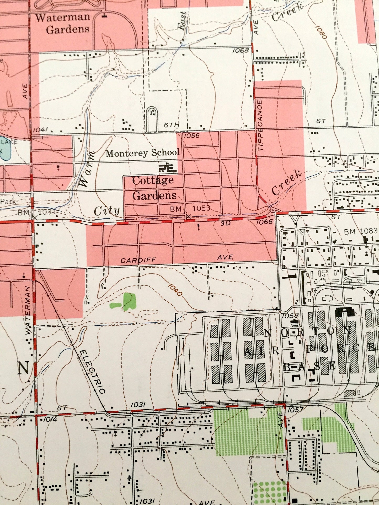 Antique San Bernardino, California 1954 US Geological Survey Topographic Map – RiversideCounty, Rialto, Colton, Grand Terrace, Jurupa, CA