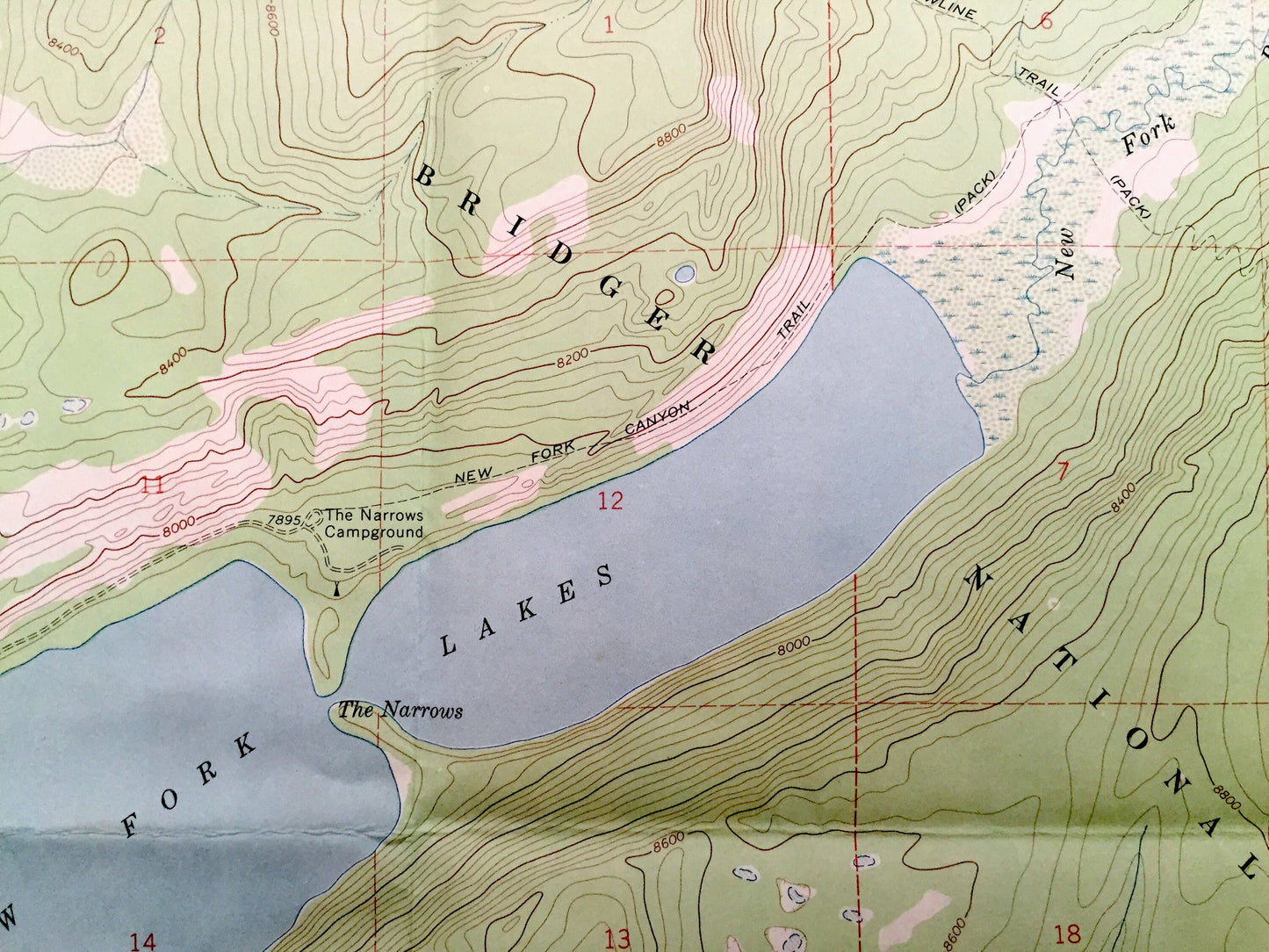 Antique New Fork Lakes, Wyoming 1967 US Geological Survey Topographic Map – Sublette County, Willow Lake, New Fork River, Little Flattop Mtn