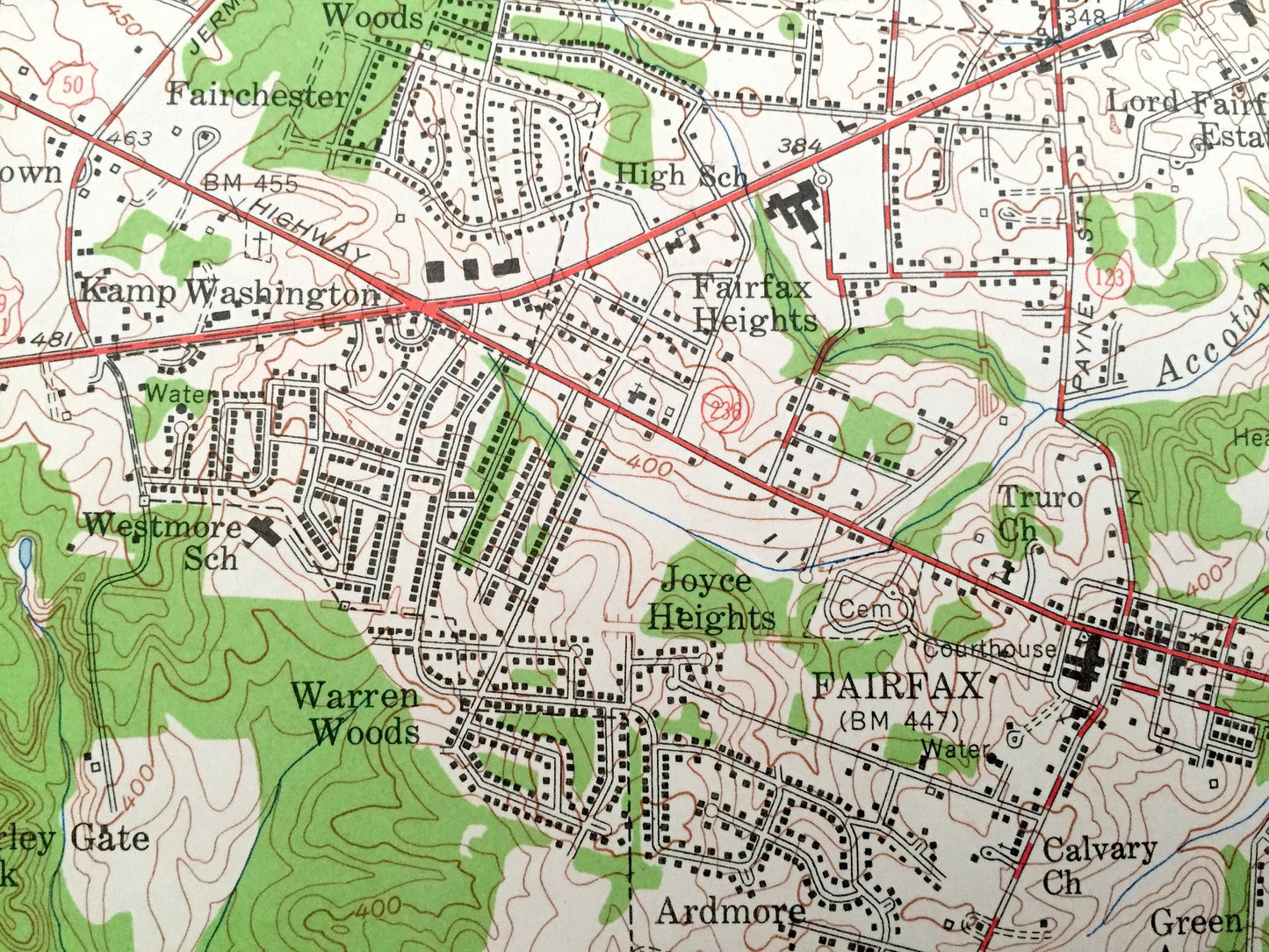Antique Fairfax, Virginia 1955 US Geological Survey Topographic Map – County, Burke, Doveville, Ilda, Homewood, Little River Hills, VA