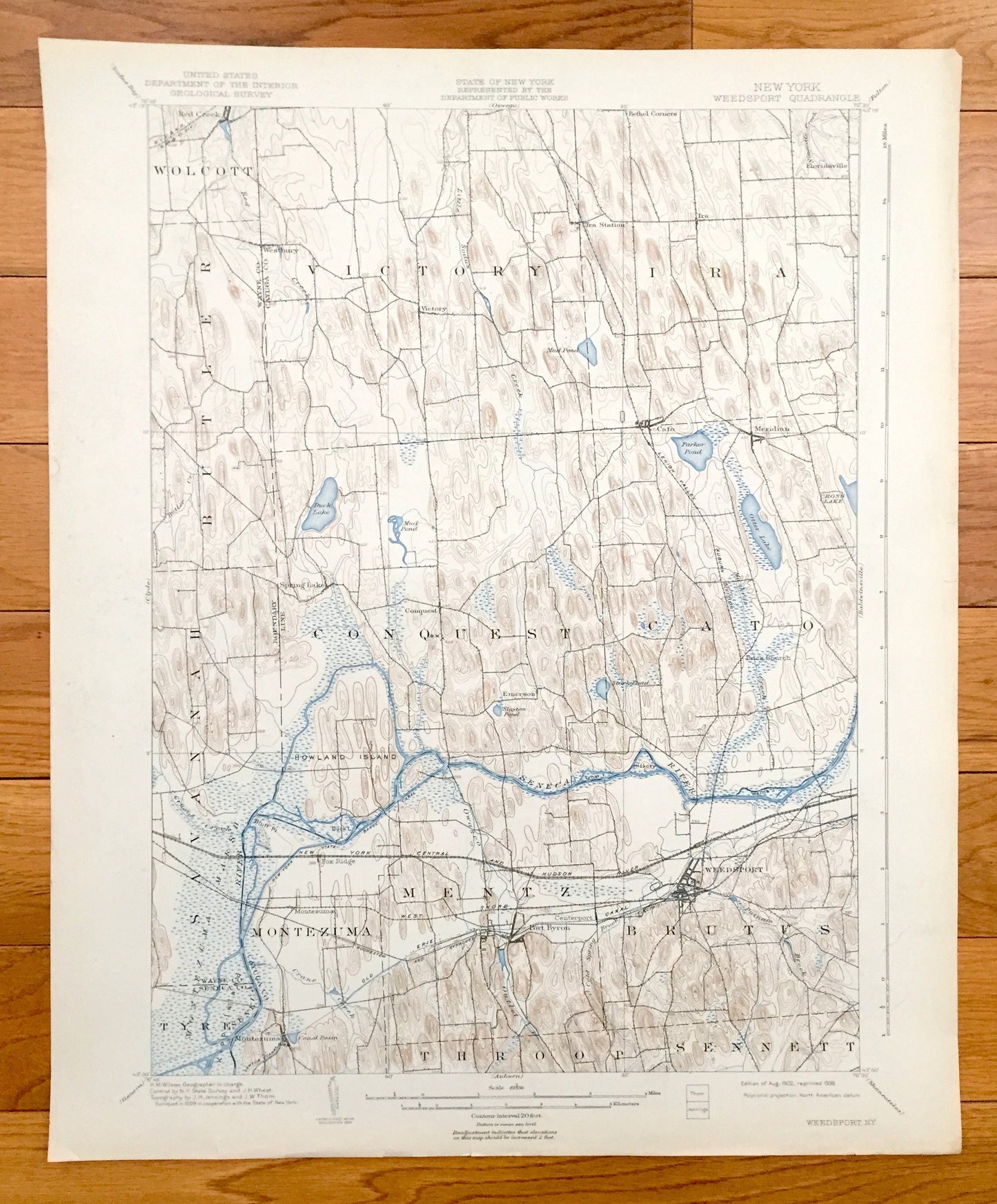 Antique Weedsport, New York 1902 US Geological Survey Topographic Map – Port Byron, Cato, Spring Lake, Throop, Cayuga Wayne Seneca County NY
