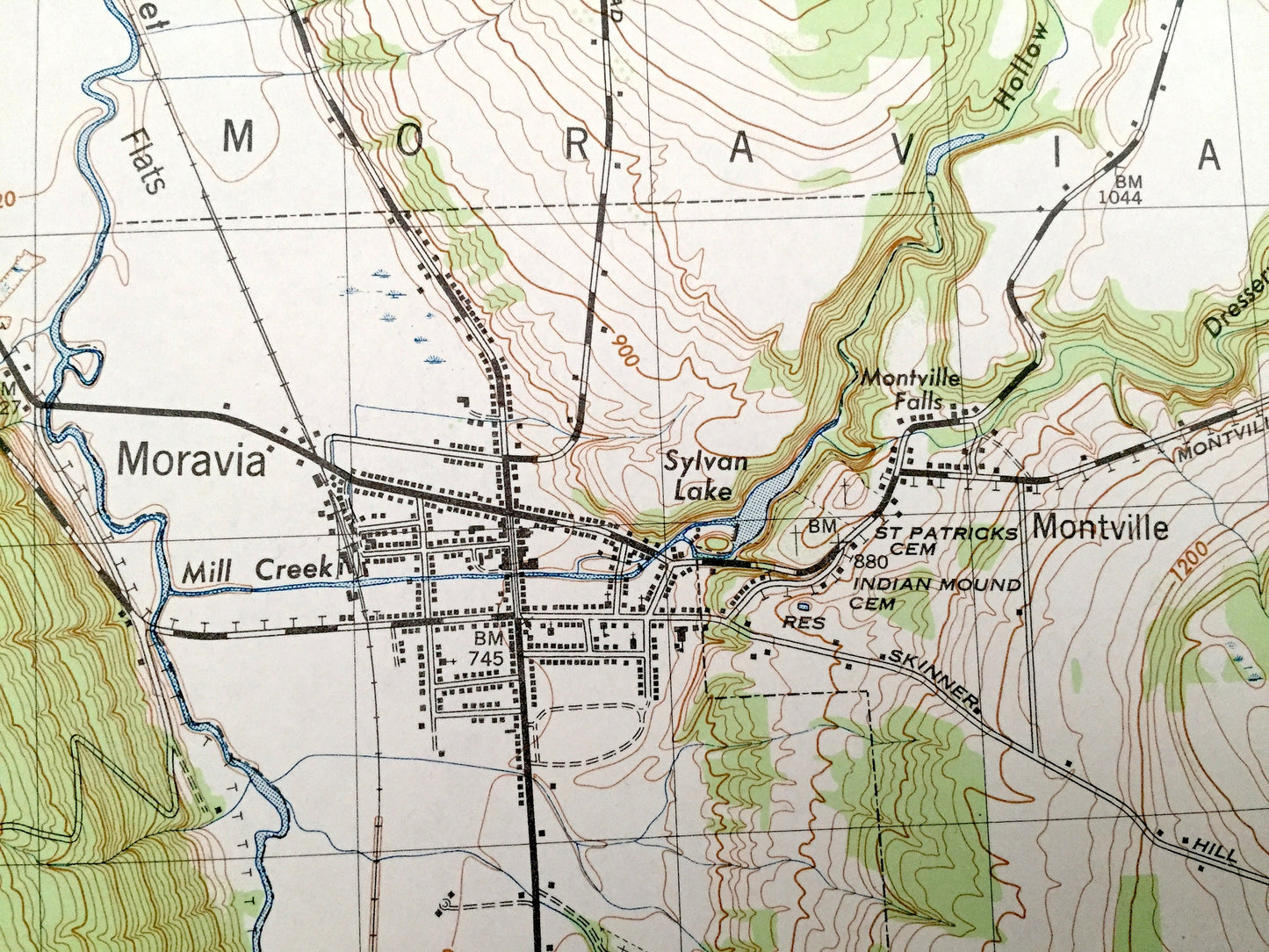 Antique Moravia, New York 1943 US Geological Survey Topographic Map – Venice, Genoa, Locke Montville Fillmore Glen Cayuga Tompkins County NY