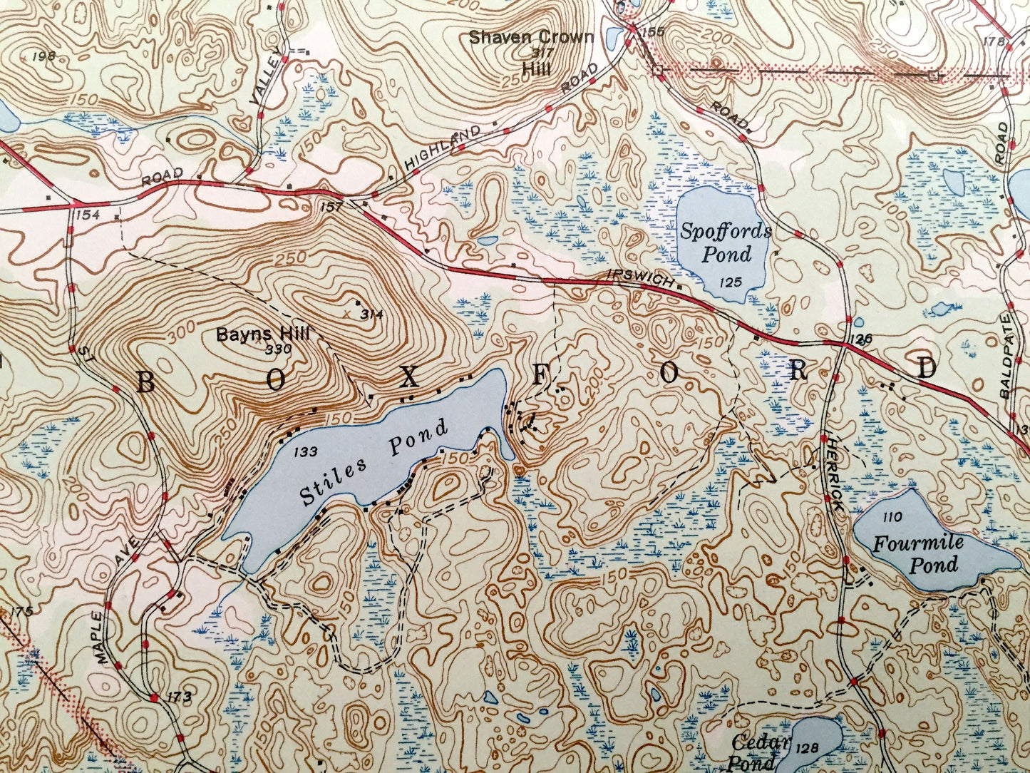 Antique Groveland, Massachusetts 1944 US Geological Survey Topographic Map – North Andover, Georgetown, Haverhill, Boxford, Essex County, MA