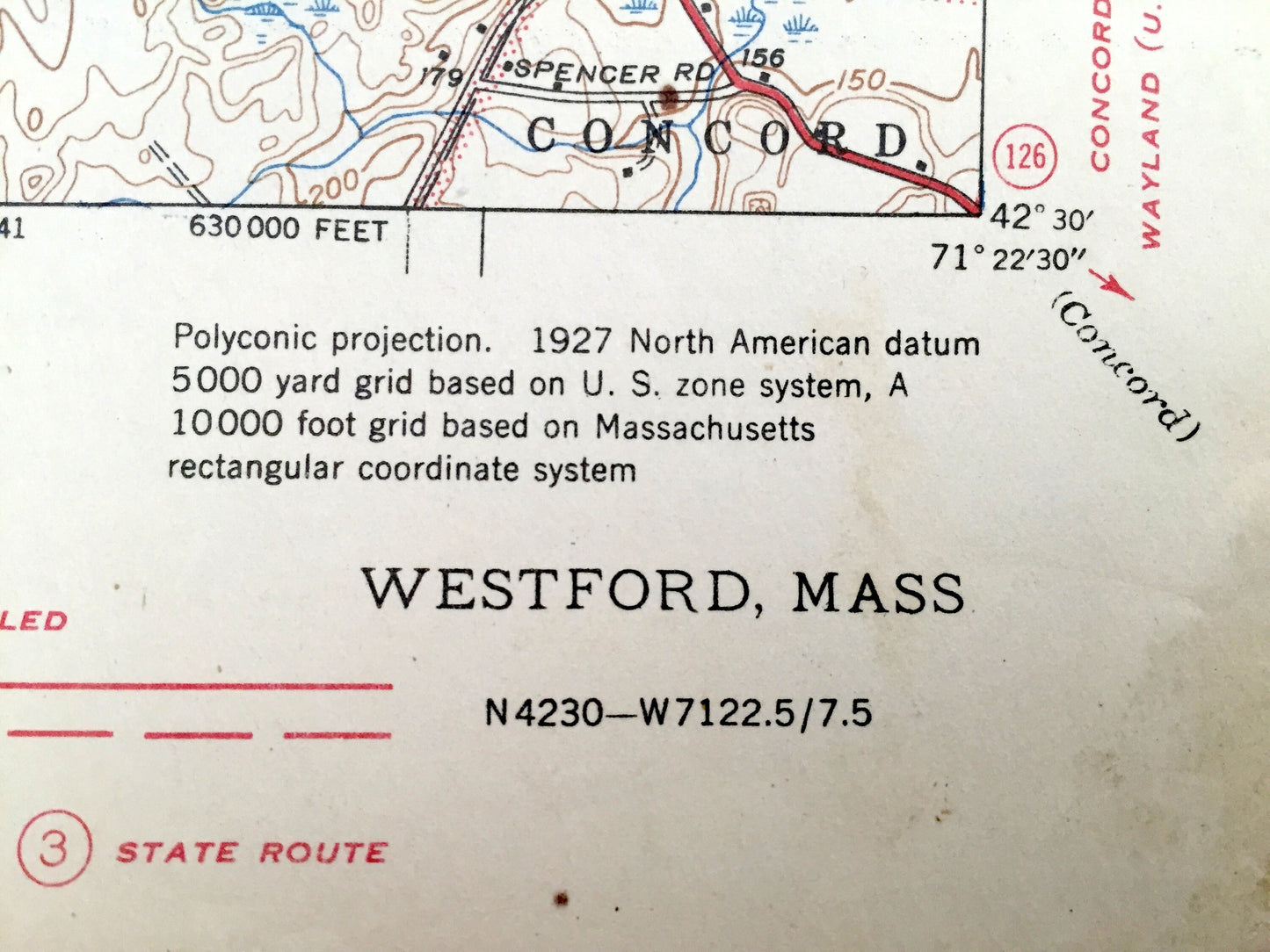 Antique Westford, Massachusetts 1939 US Geological Survey Topographic Map – Littleton, Chelmsford, Carlisle, Forge Village, Graniteville, MA