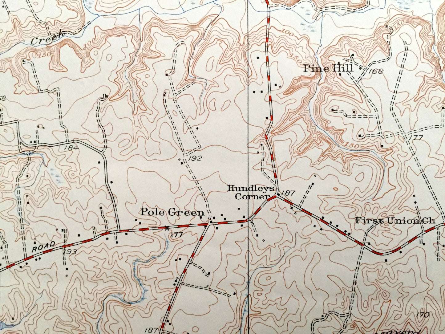 Antique Studley, Virginia 1951 US Geological Survey Topographic Map – Hanover County, Cady, Rural Point, Oak Forest, Pine Hill, Newman, VA