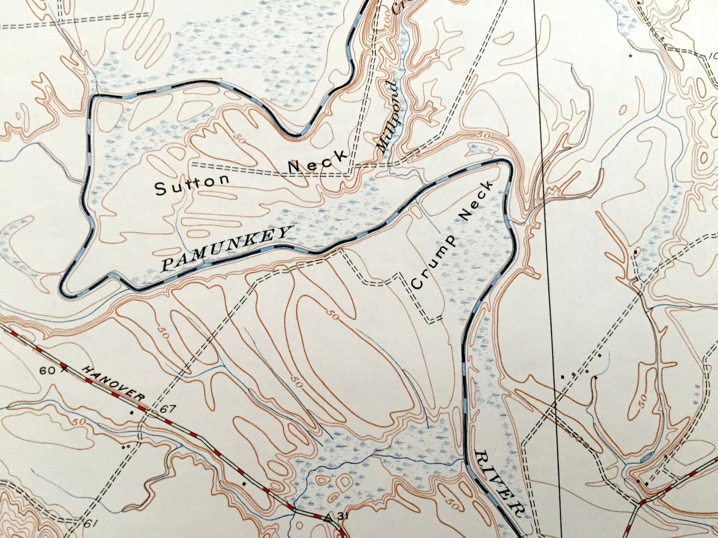 Antique Studley, Virginia 1951 US Geological Survey Topographic Map – Hanover County, Cady, Rural Point, Oak Forest, Pine Hill, Newman, VA