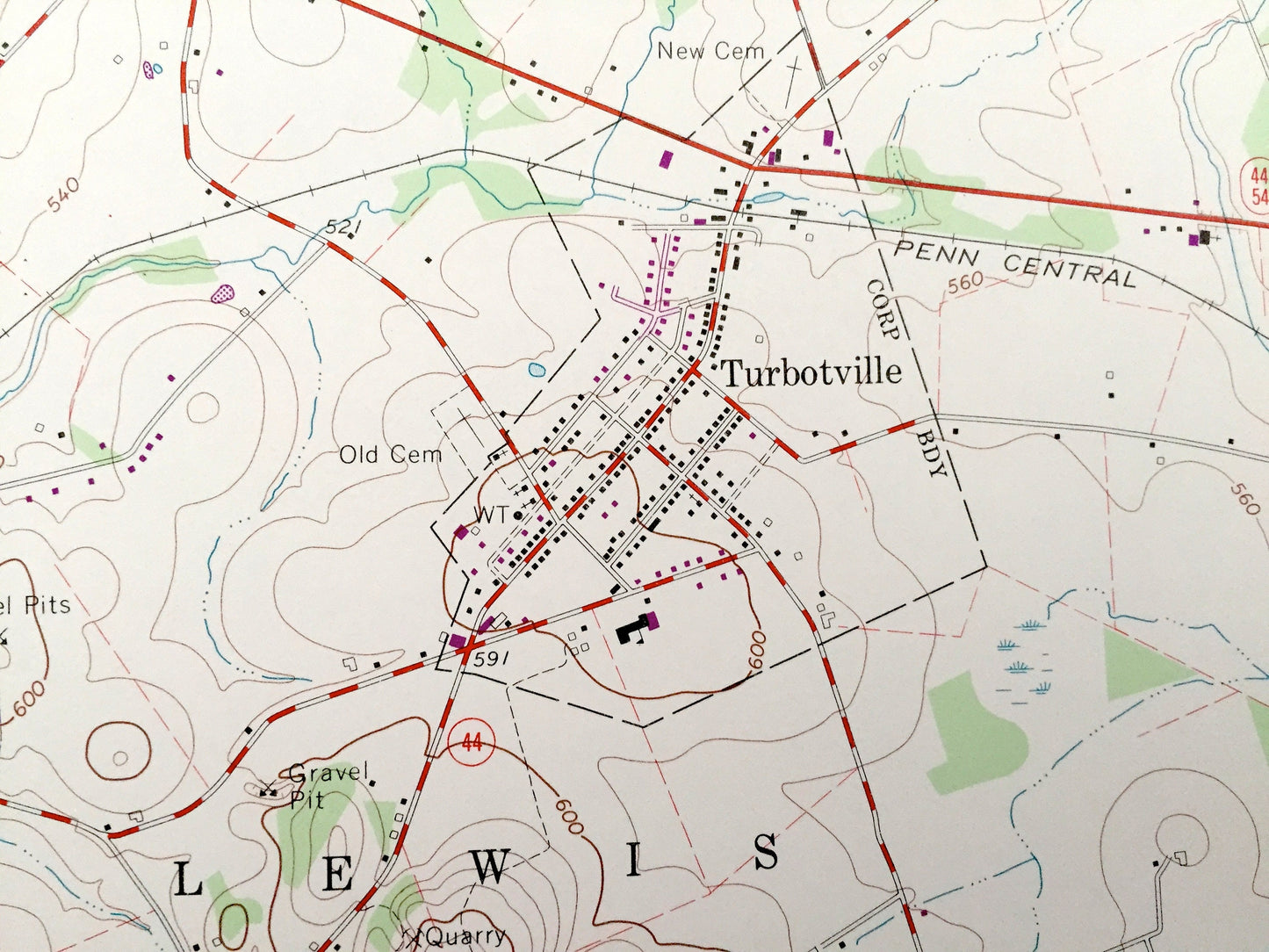 Antique Milton, Pennsylvania 1965 US Geological Survey Topographic Map – Delaware, Lewis, White Deer, Turbotville, Watsontown, New Columbia