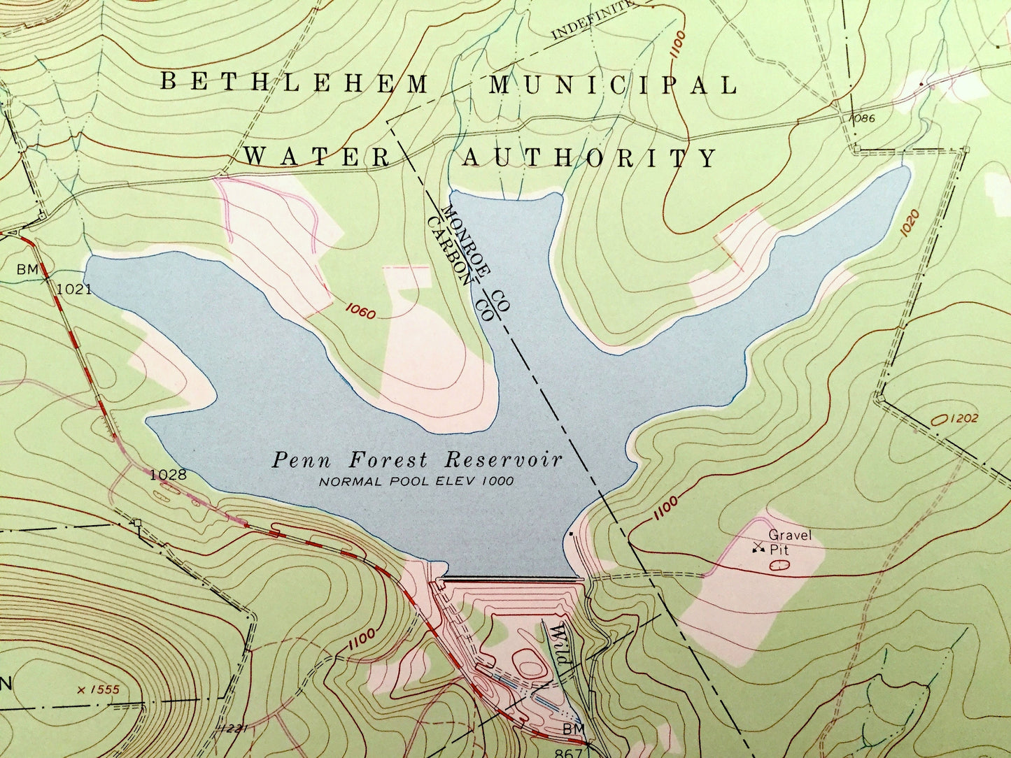 Antique Pohopoco Mountain, Pennsylvania 1960 US Geological Survey Topographic Map – Carbon, Monroe County, Penn Forest, Polk, Jonas, PA