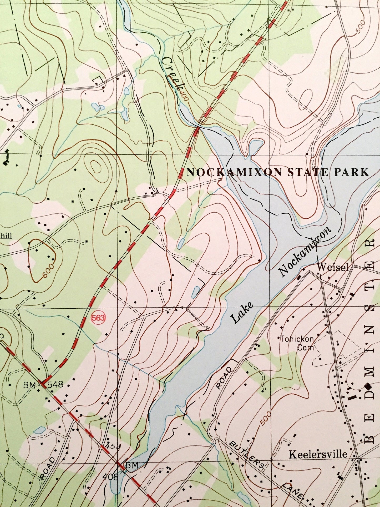 Antique Quakertown, Pennsylvania 1999 US Geological Survey Topographic Map – Bucks County Perkasie Applebachsville East Rockhill Richland PA