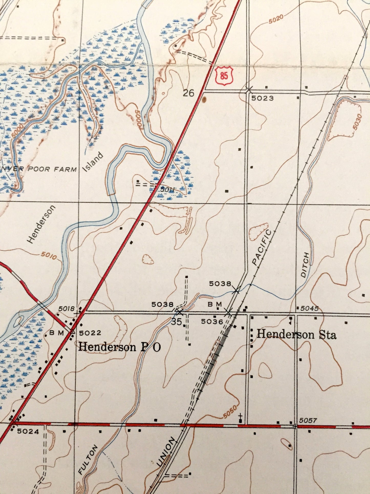 Antique Brighton, Colorado 1944 US Geological Survey Topographic Map – Henderson, Barr Lake, Adams, Weld County, Denver, Platte River, CO