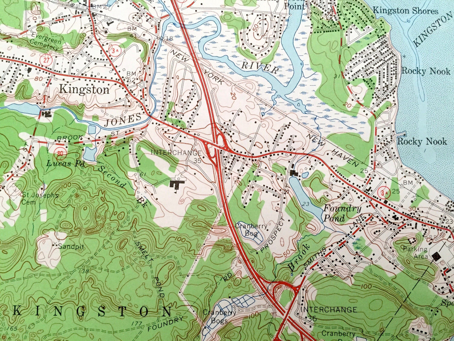Antique Plymouth, Massachusetts 1962 US Geological Survey Topographic Map – Duxbury, Carver, Kingston, South Pond, Cordage, Fort Standish MA