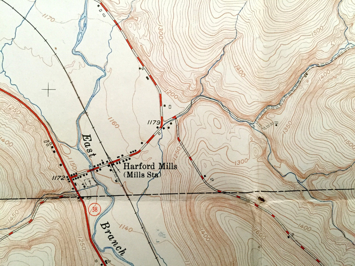Antique Harford, New York 1951 US Geological Survey Topographic Map – Cortland, Tioga County, Lisle, Richford, Lapeer, Virgil, Harford Mills
