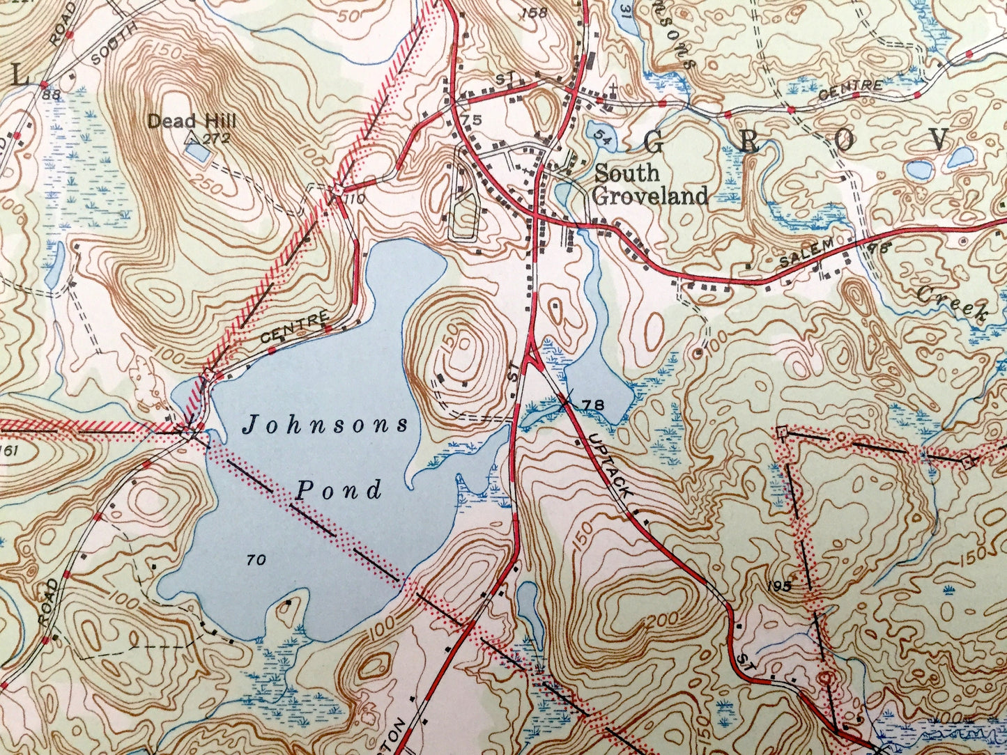 Antique Groveland, Massachusetts 1944 US Geological Survey Topographic Map – North Andover, Georgetown, Haverhill, Boxford, Essex County, MA