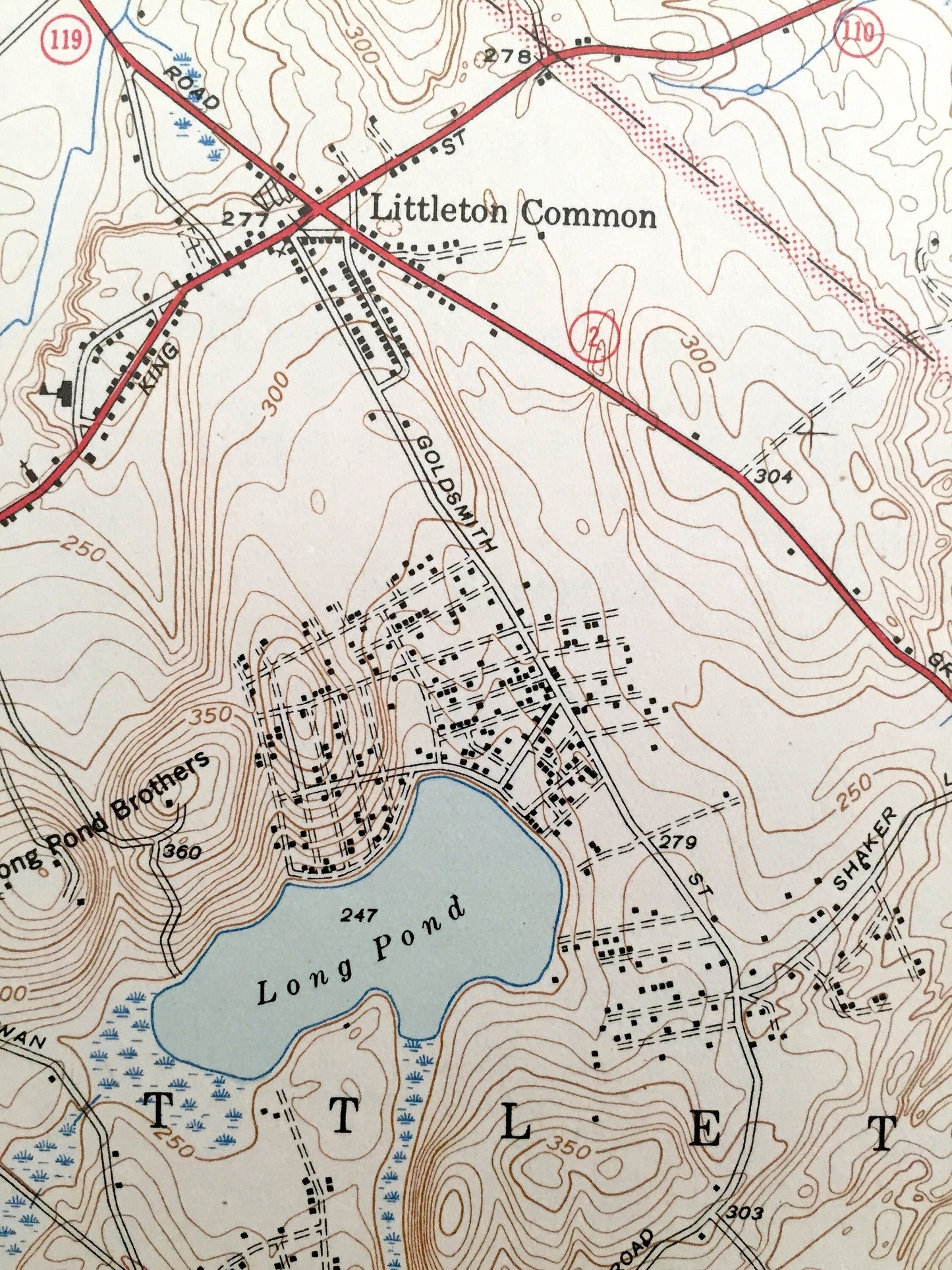 Antique Westford, Massachusetts 1939 US Geological Survey Topographic Map – Littleton, Chelmsford, Carlisle, Forge Village, Graniteville, MA