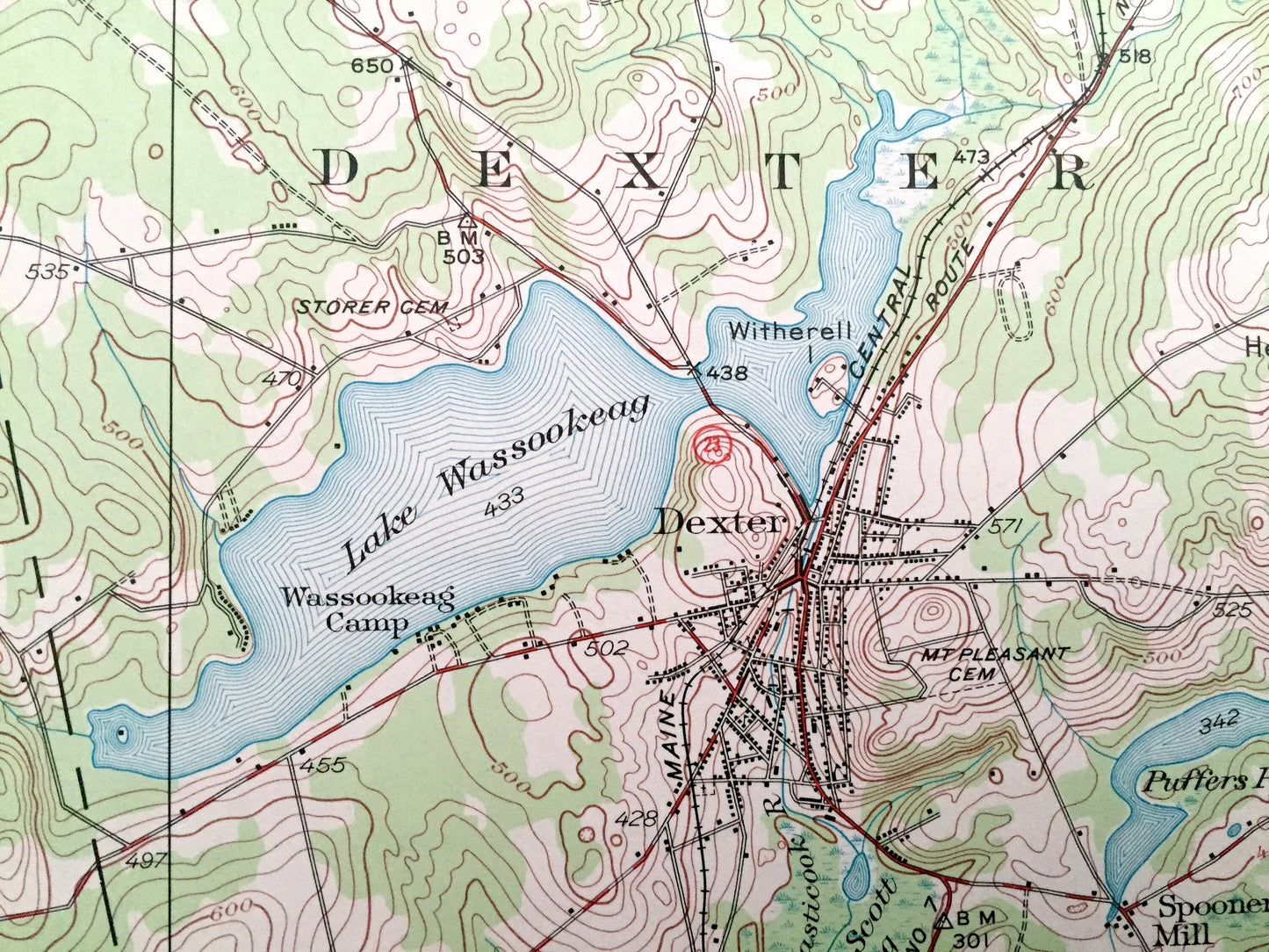 Antique Guilford, Maine 1933 US Geological Survey Topographic Map - Abbot, Dover-Foxcroft, Dexter, Cambridge, Ripley, Sangerville, ME