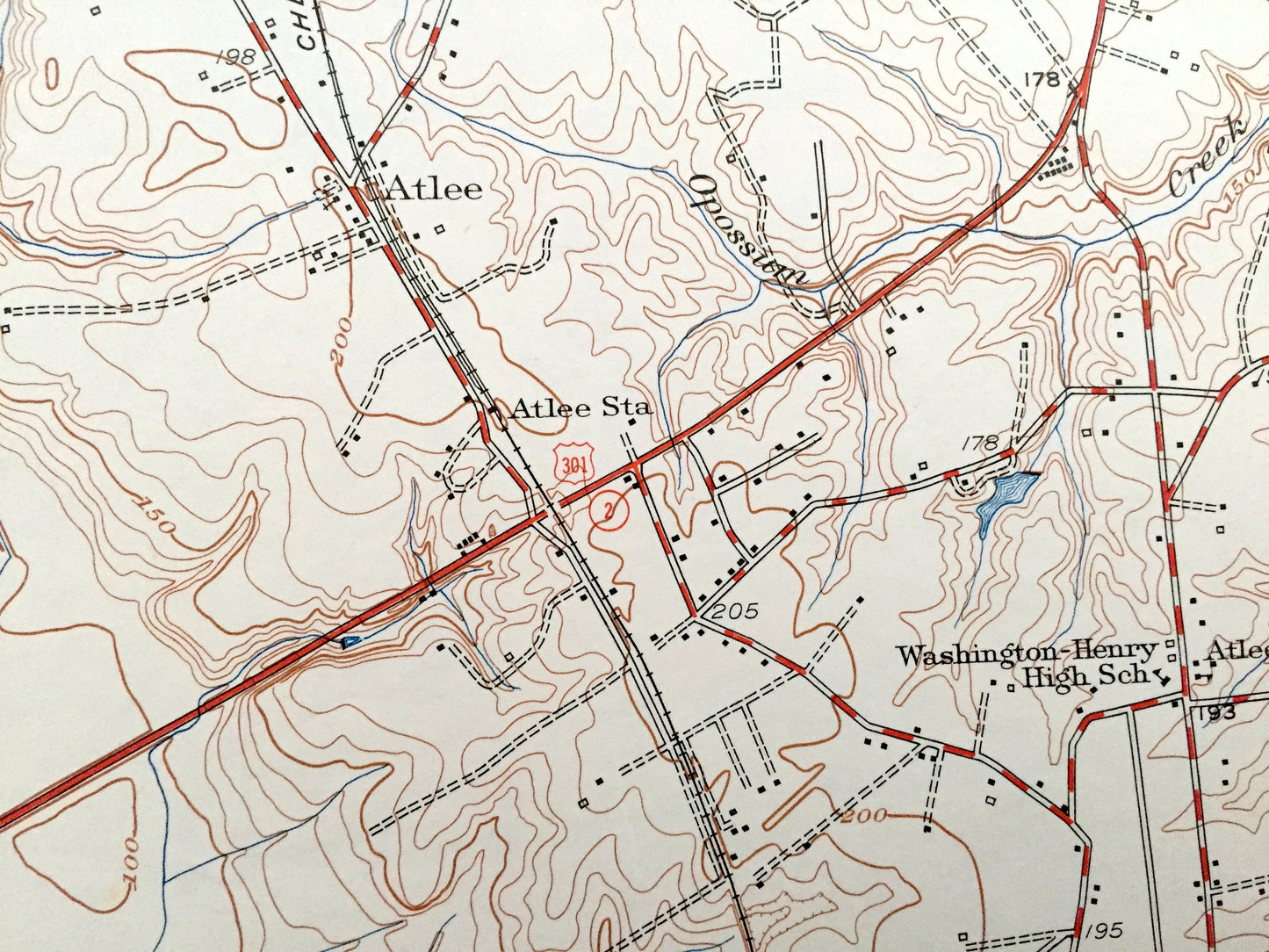 Antique Yellow Tavern, Virginia 1951 US Geological Survey Topographic Map –Henrico County, Longdale, Biltmore, Boudar, Greenwood, French Hay