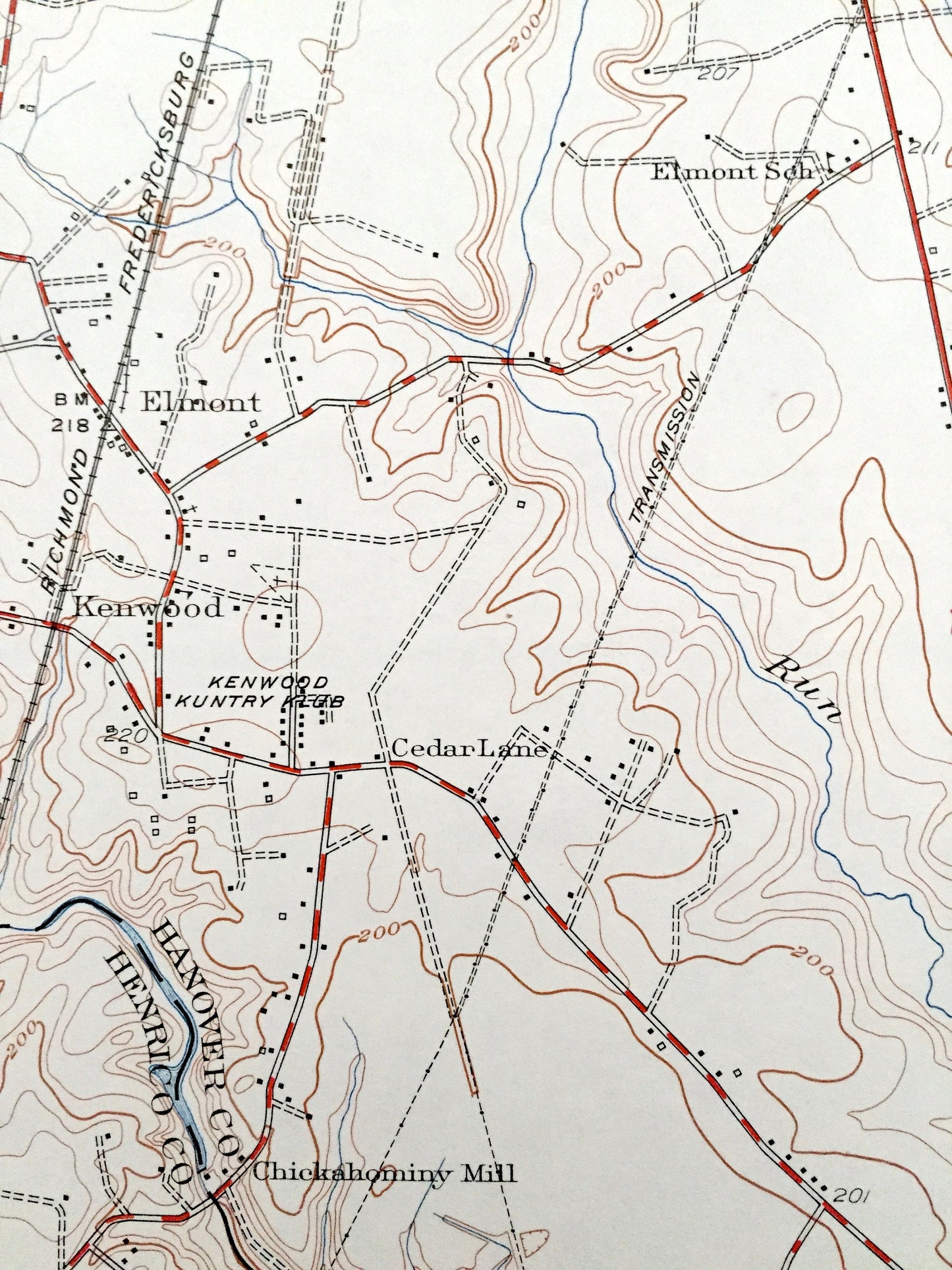 Antique Yellow Tavern, Virginia 1951 US Geological Survey Topographic Map –Henrico County, Longdale, Biltmore, Boudar, Greenwood, French Hay