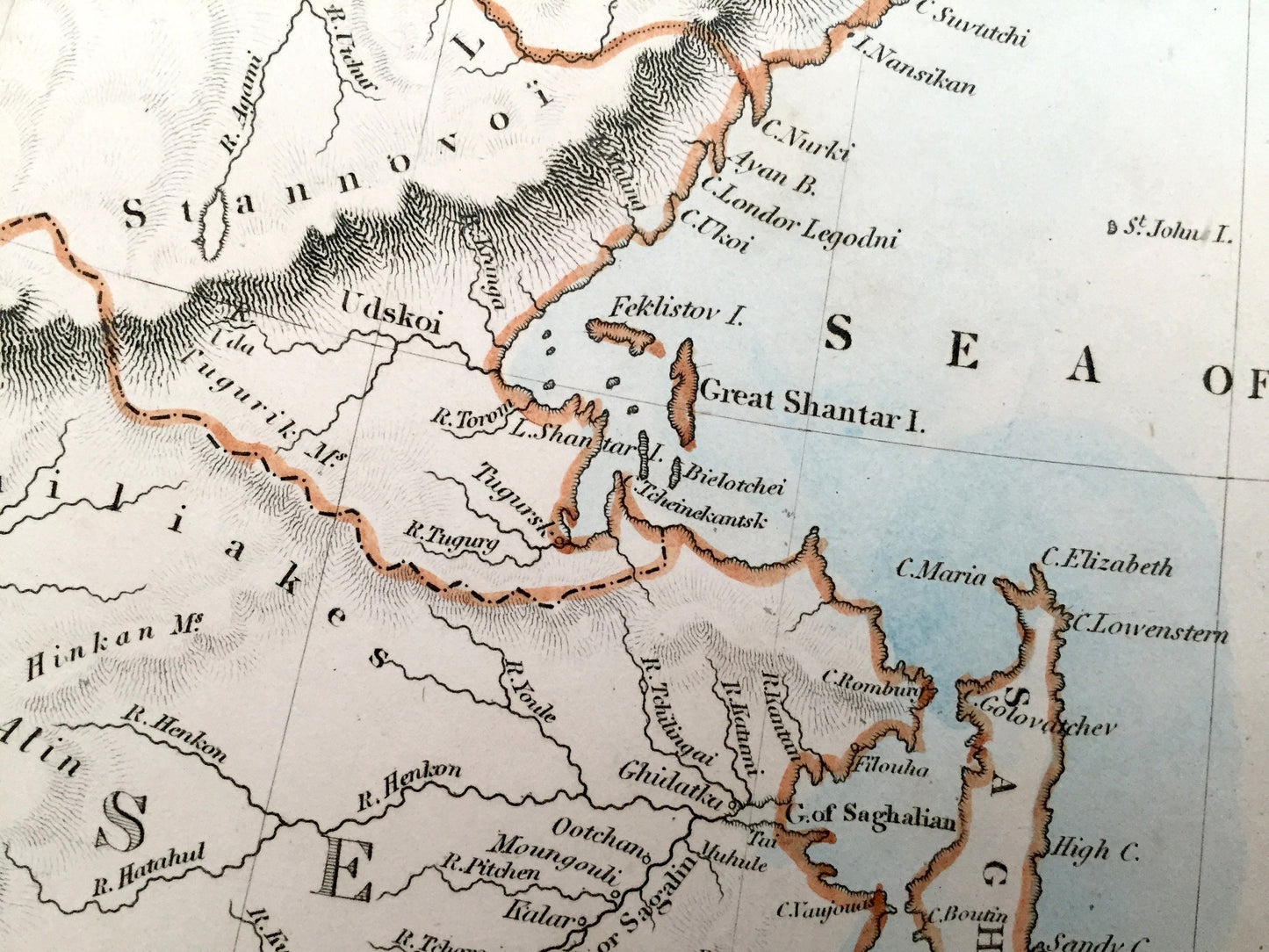 Antique 1845 Russia Map from SDUK Atlas – Eastern Siberia, China, Alaska, Tartar, Kamtchatka, Bering Strait, Okhotsk, Iakoutsk, Arctic Ocean