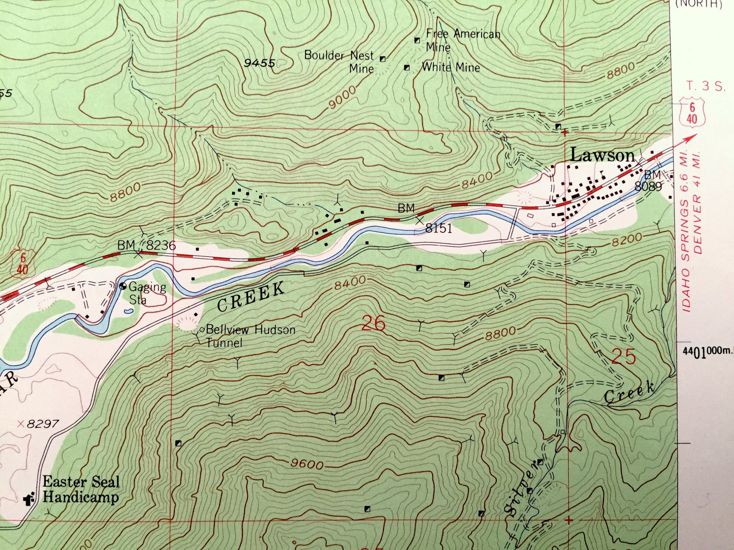 Antique Empire, Colorado 1958 US Geological Survey Topographic Map–Clear Creek County, Lawson, Ninetyfour, Arapaho National Forest, Mt Flora